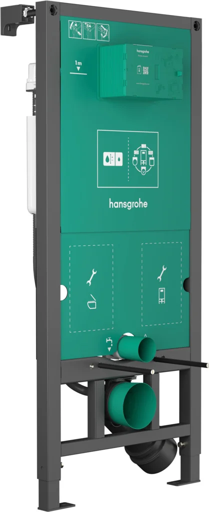 Hansgrohe iFrame universal Unterputzspülkasten 1120 für Wand-WC, Trocken- und Nassbau, verstellbare Entwässerungstiefe 75–115 mm, Spülmengen 6 l / 3 l, Anschluss R ½