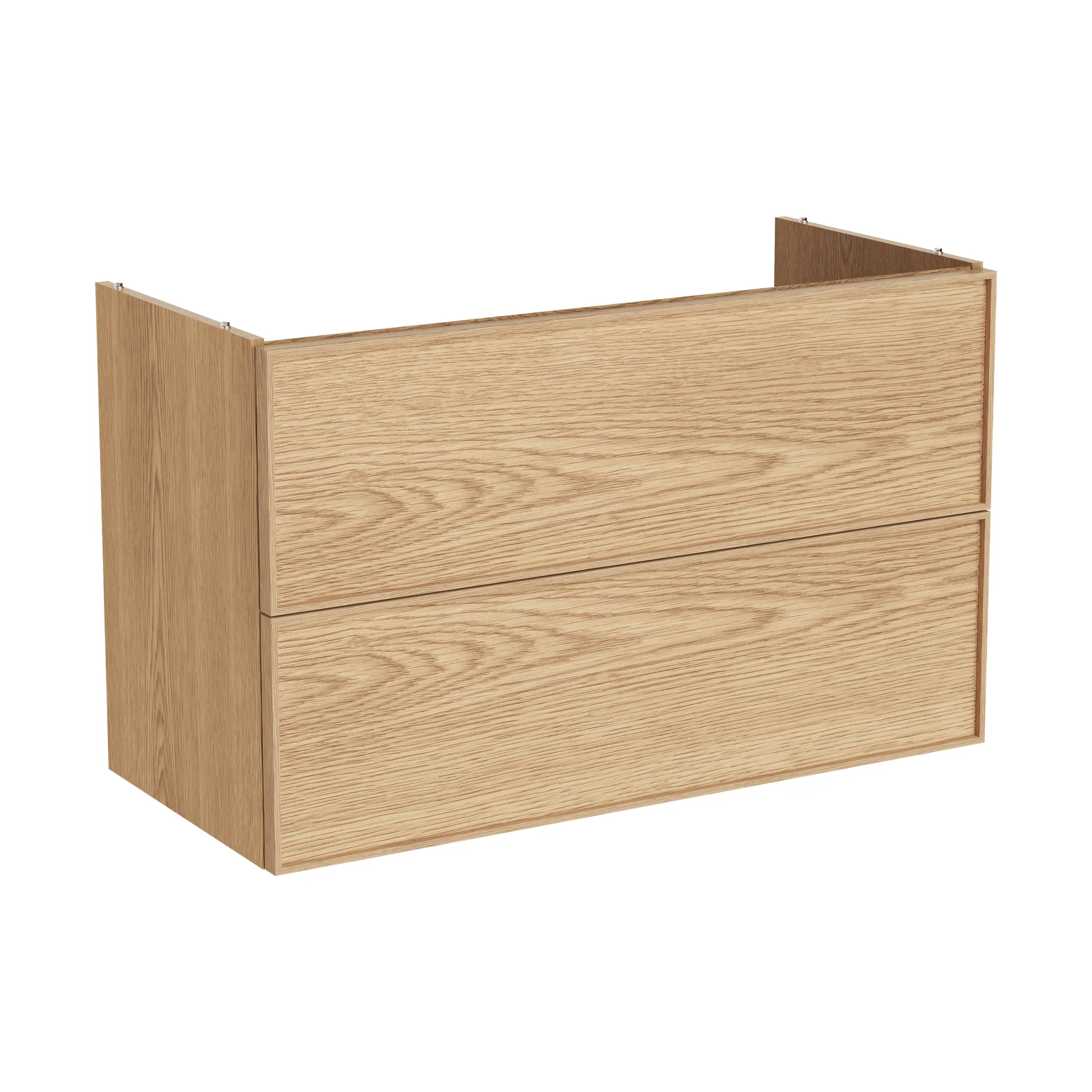 New Metropole Edge Waschtischunterschrank mit 2 Vollauszügen 98 x 46 x 60 cm (BxTxH) Echtholzfurnier Eiche Hell New Metropole Edge Waschtischunterschrank mit 2 Vollauszügen 98 x 46 x 60 cm (BxTxH) Echtholzfurnier Eiche Hell