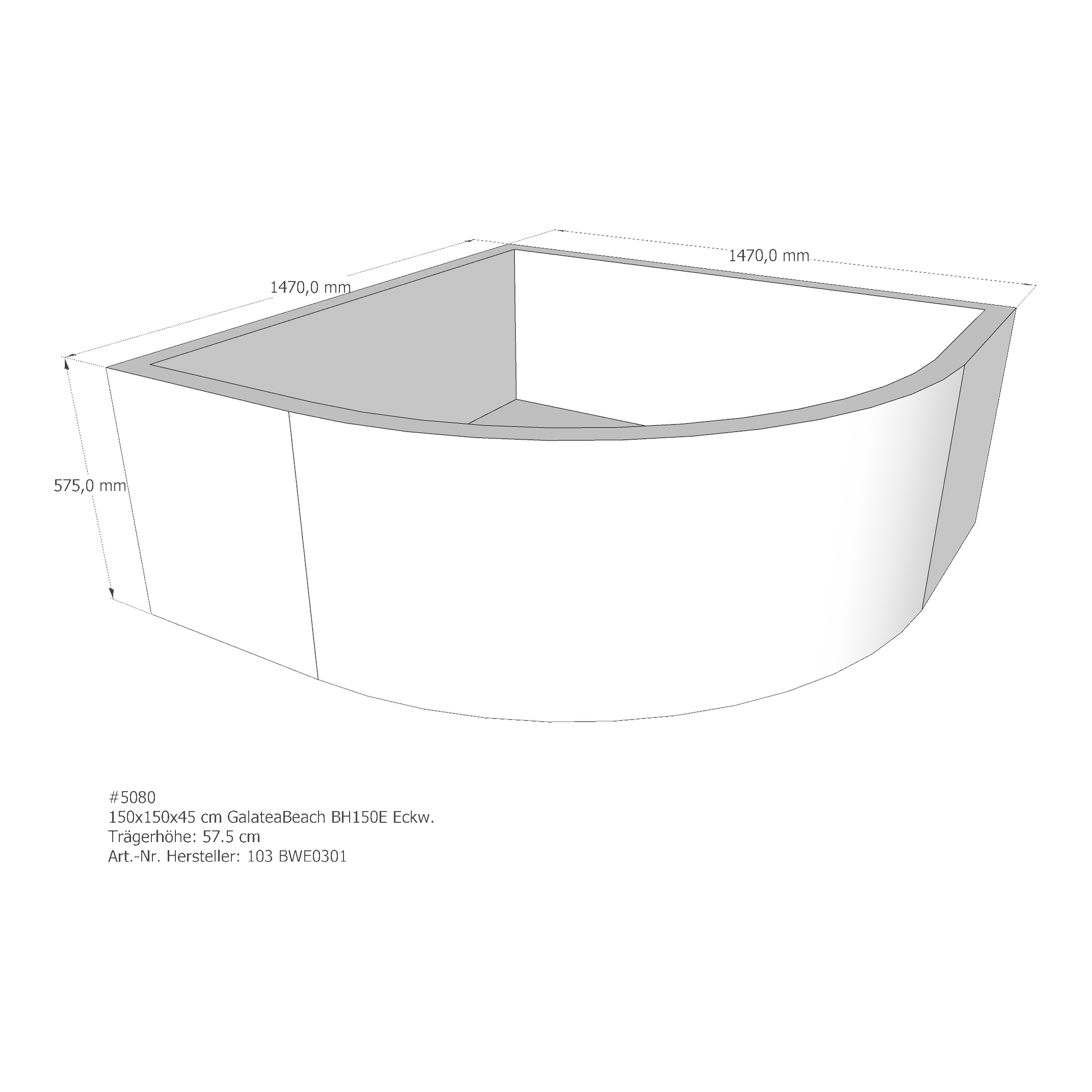 Badewannenträger für Galatea ~Beach BH 150 E 150 × 150 × 45 cm Badewannenträger für Galatea ~Beach BH 150 E 150 × 150 × 45 cm