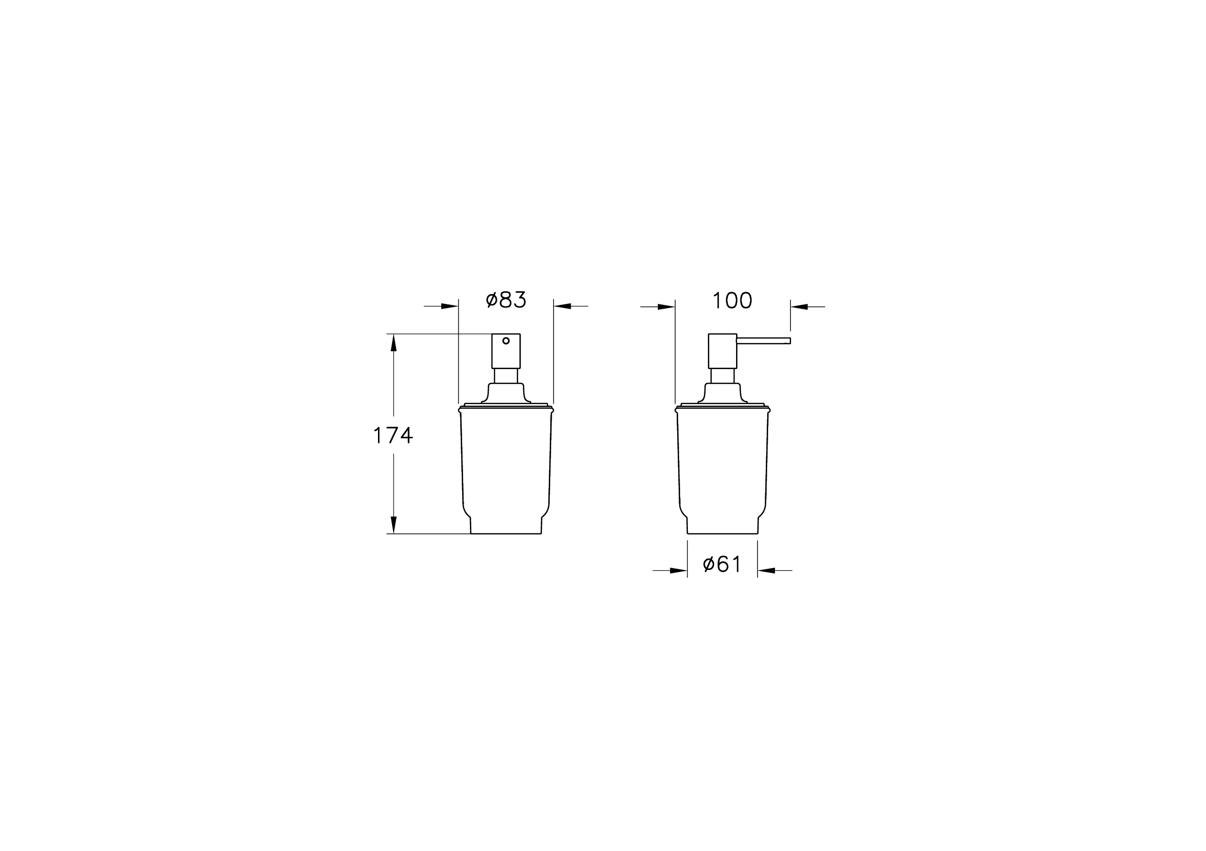 VitrA Origin Classic Seifenspender freistehend 400 ml Chrom, Durchmesser 83 mm, Höhe 174 mm