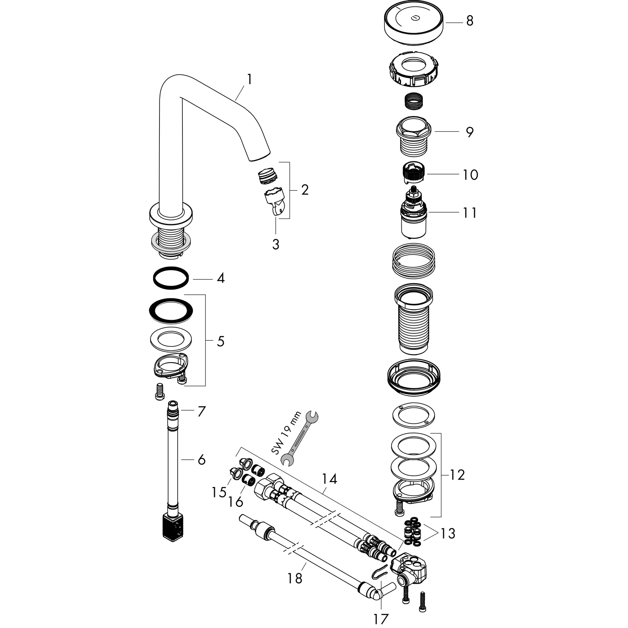 Tecturis S 2-Loch Waschtischmischer 150 CoolStart mit Ablaufgarnitur Chrom