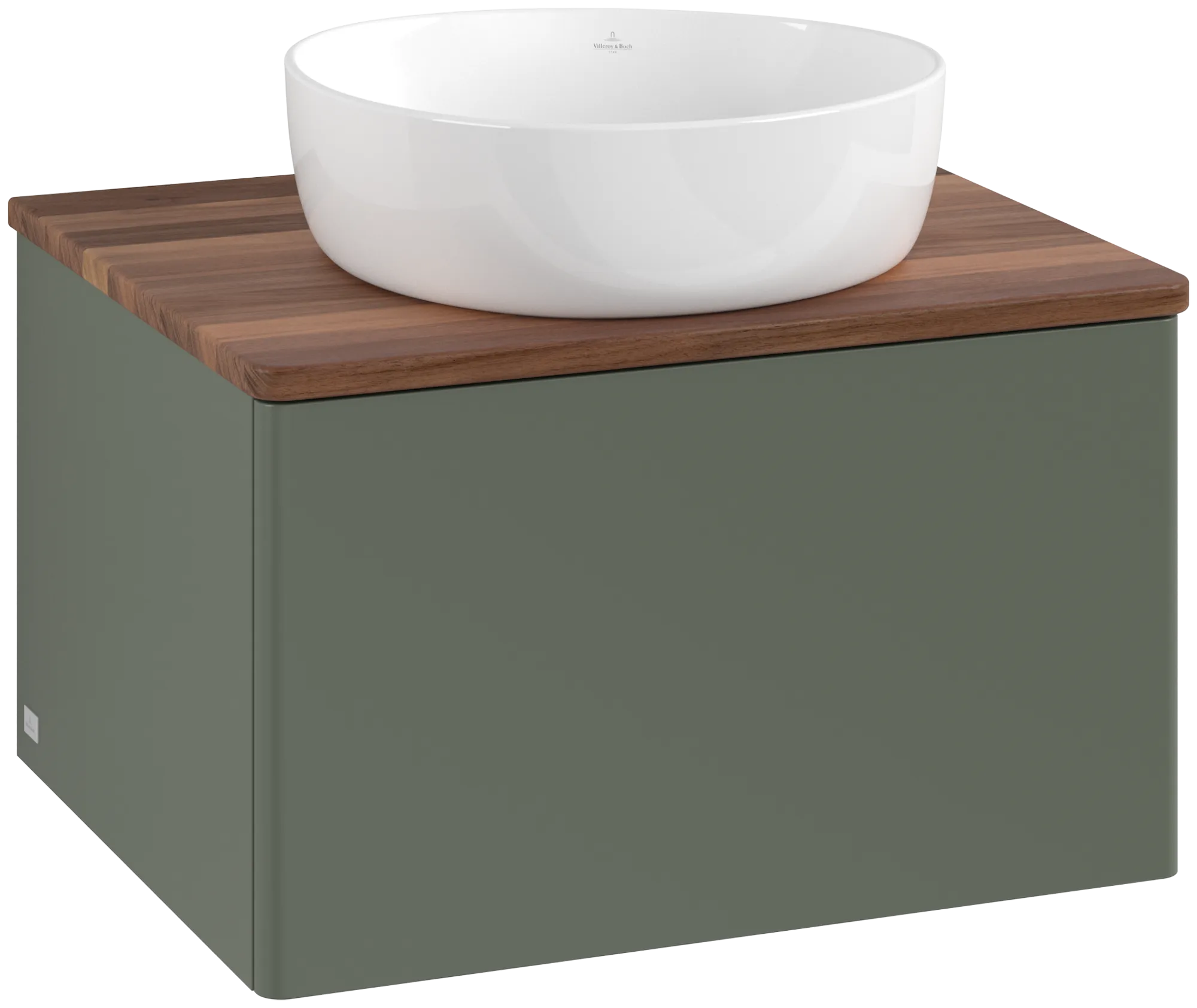 Villeroy & Boch Waschtischunterschrank „Antao“ 600 × 360 × 500 mm Leaf Green Matt Lacquer, für Becken mittig, ohne Beleuchtung