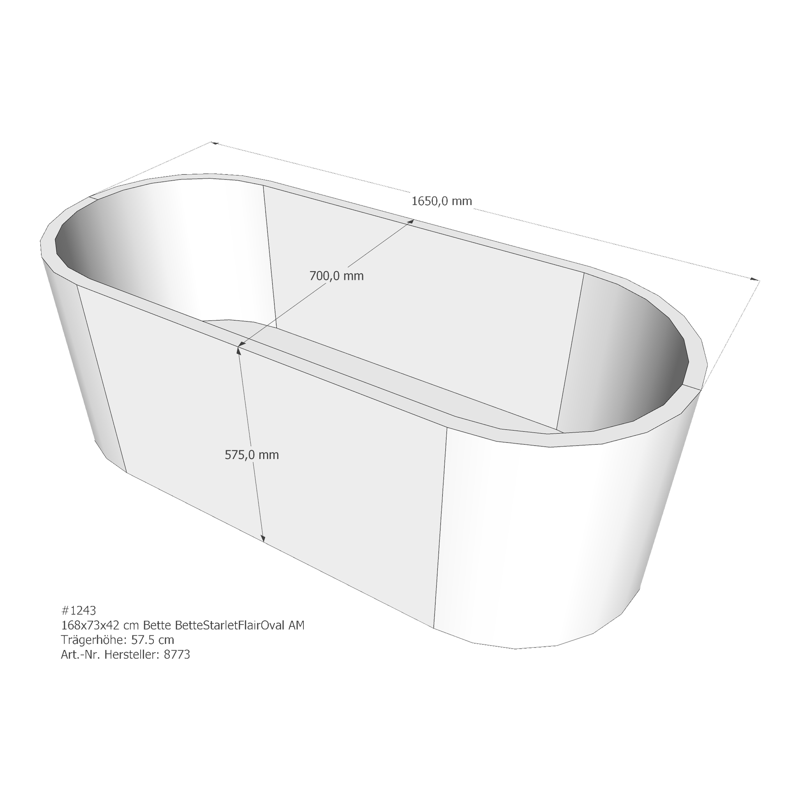 Badewannenträger für Bette StarletFlairOval 168 × 73 × 42 cm Badewannenträger für Bette StarletFlairOval 168 × 73 × 42 cm