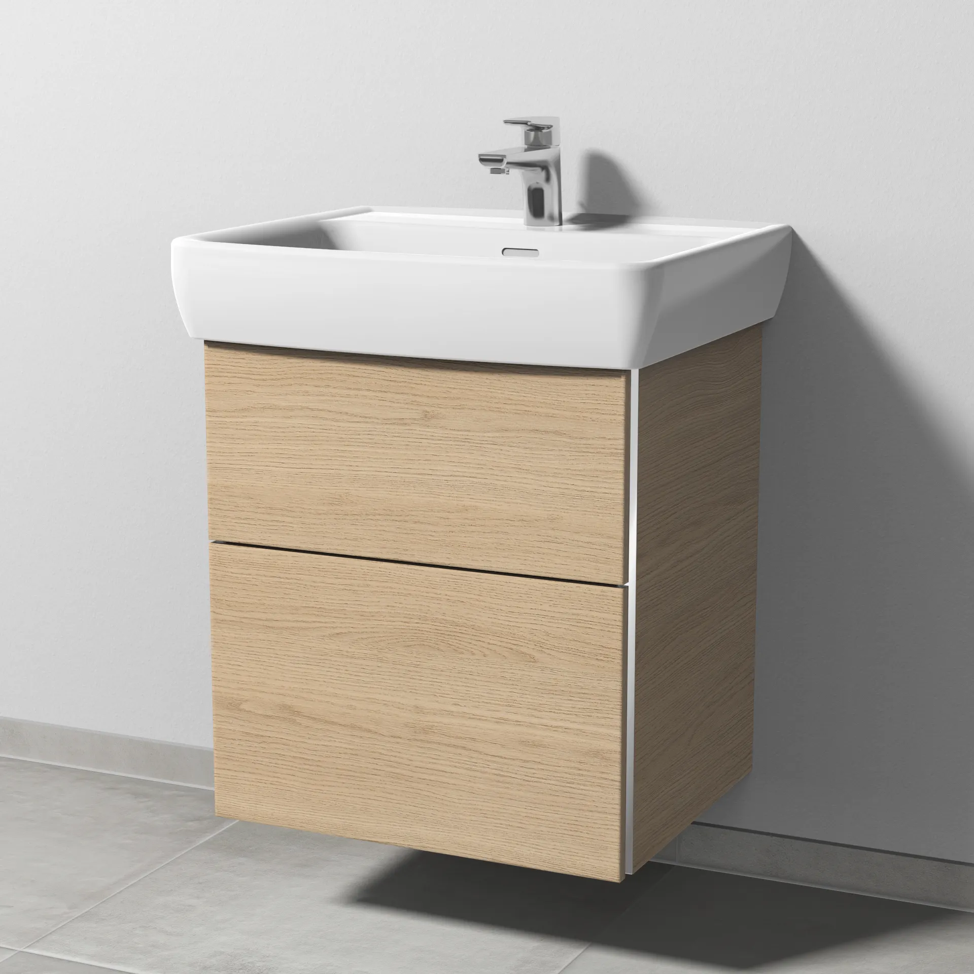 Sanipa Waschtischunterschrank „3way“ passend zu Keramik-Waschtische Pro A von Laufen 525 × 588 × 447 mm in Eiche Nordic
