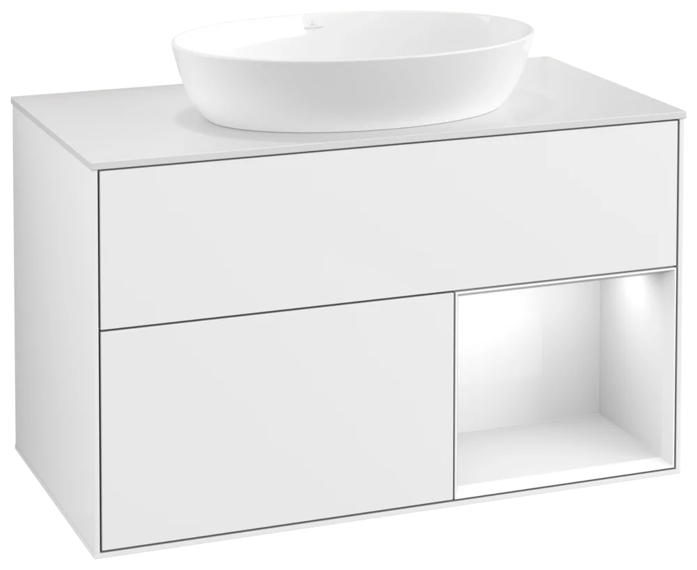 Villeroy & Boch Finion FA2 Waschbeckenunterschrank Glossy White Lacquer / Glass White Matt