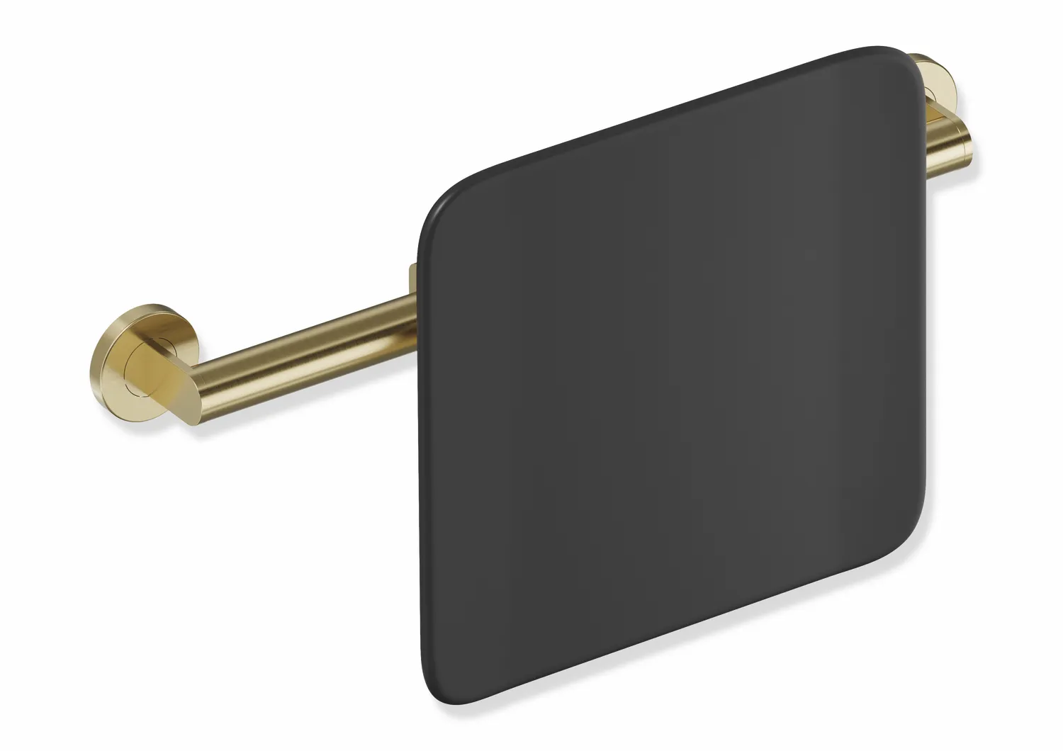 Rückenstütze des Systems 900, Anbindung aus Edelstahl, PVD, Lehne aus Kunststoff, schwarz, Achsmaß von 478 bis 578 mm bauseits verstellbar, T: 150 mm, zur Wandmontage, in Farbe CK (messing glänzend) Rückenstütze des Systems 900, Anbindung aus Edelstahl, PVD, Lehne aus Kunststoff, schwarz, Achsmaß von 478 bis 578 mm bauseits verstellbar, T: 150 mm, zur Wandmontage, in Farbe CK (messing glänzend)