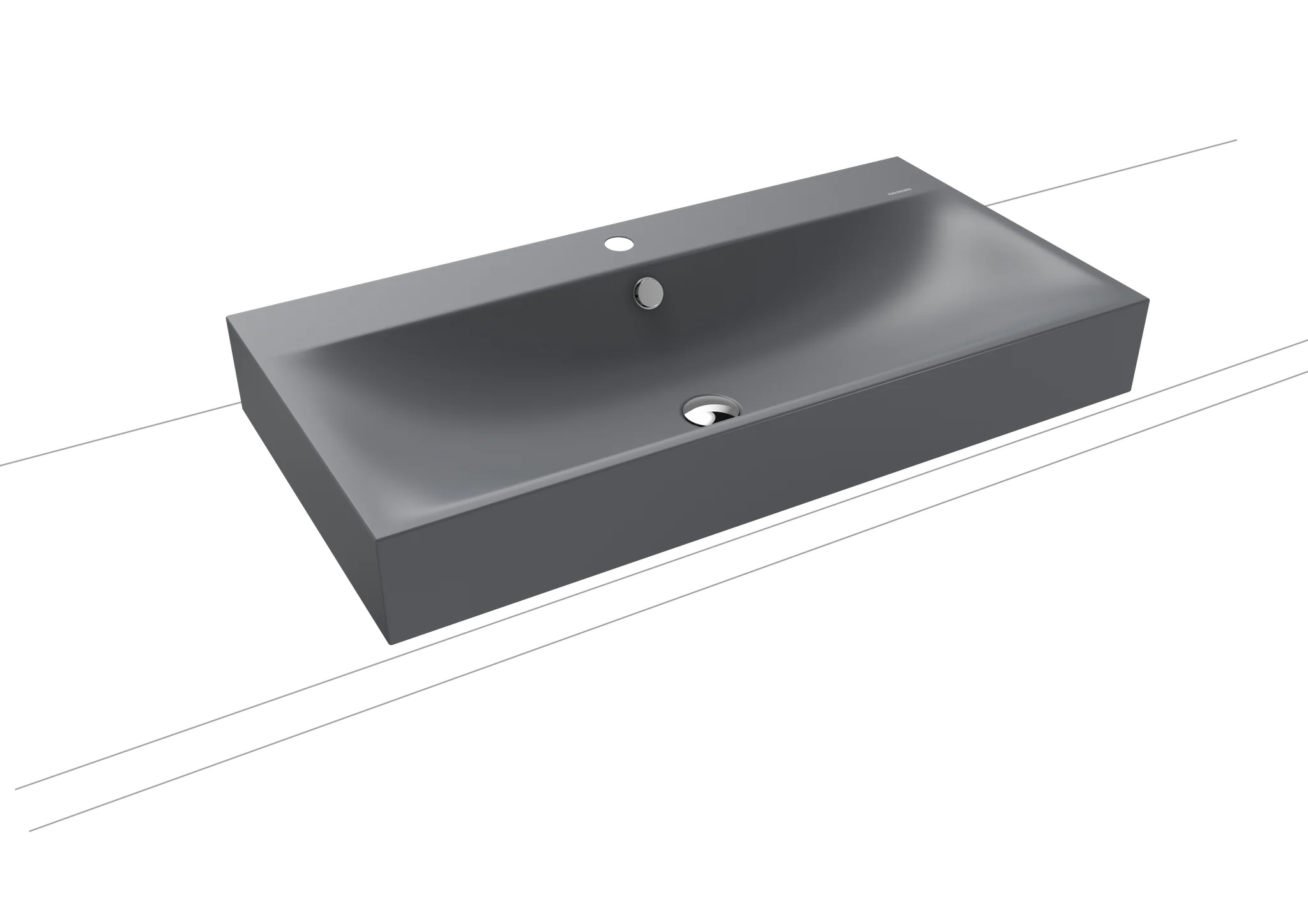 Aufsatzwaschtisch „Silenio“ 90 × 46 cm, ohne Hahnlochbohrung in cool grey 70, mit Perl-Effekt