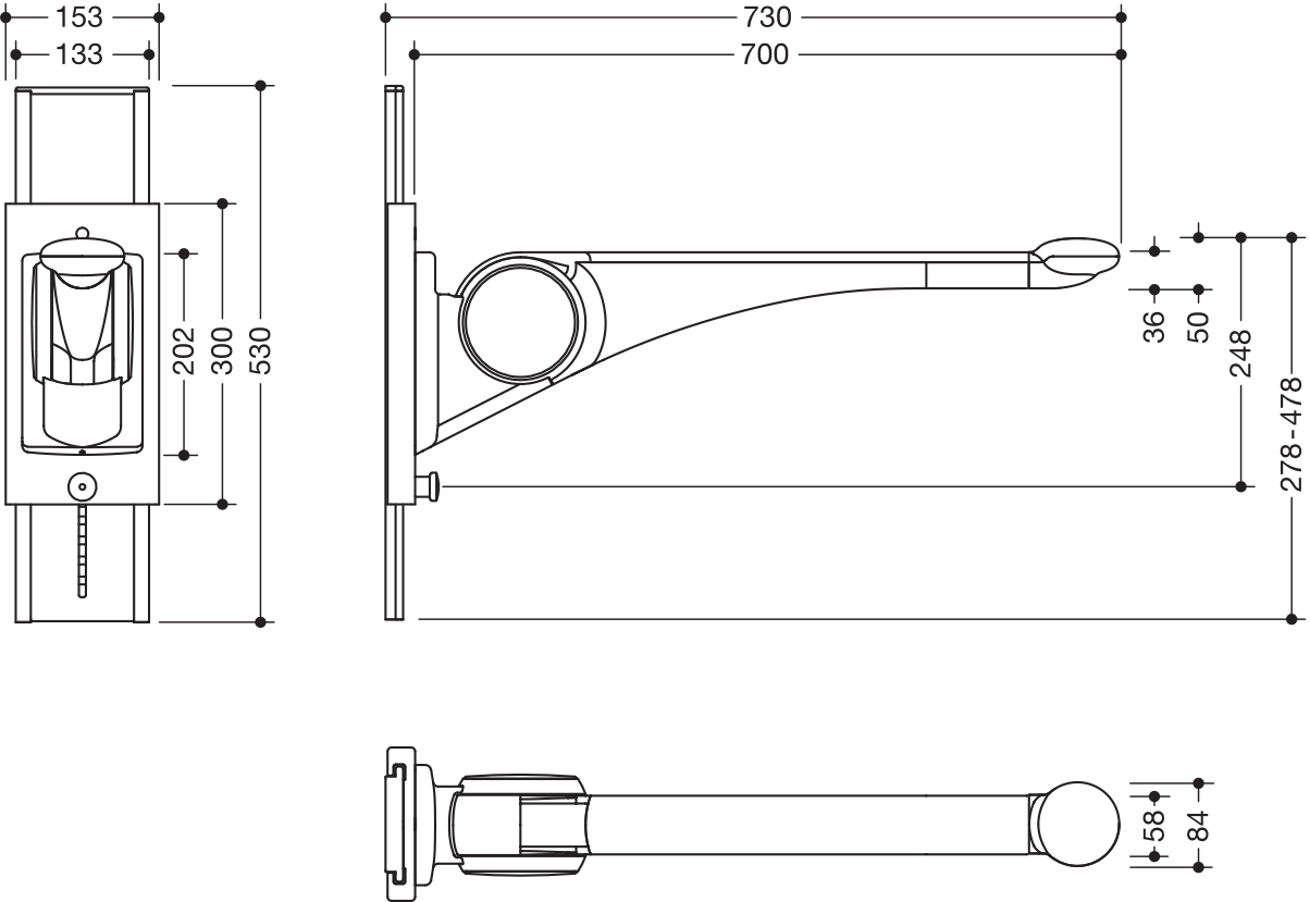 HEWI Stützklappgriff „Serie 802 LifeSystem“