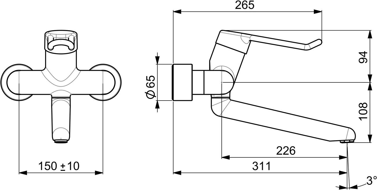 HansaMEDIPRO Einhebelmischer Waschtisch- und Küchenarmatur Bügelhebel lang