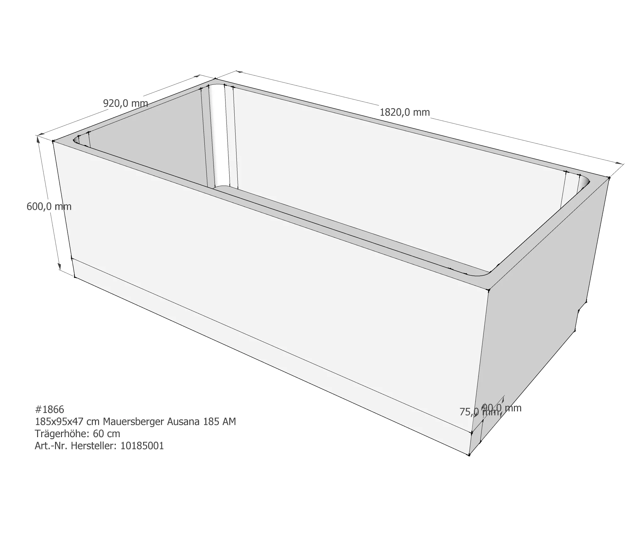Badewannenträger für Mauersberger Ausana 185 × 95 × 46 cm Badewannenträger für Mauersberger Ausana 185 × 95 × 46 cm