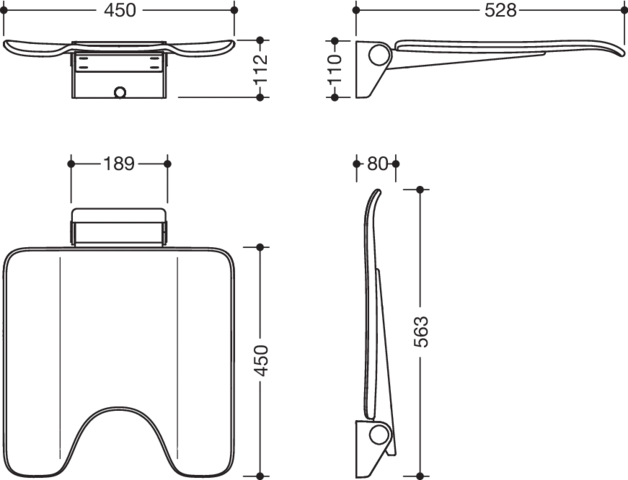 Klappsitz „System 900“ in Anthrazitgrau