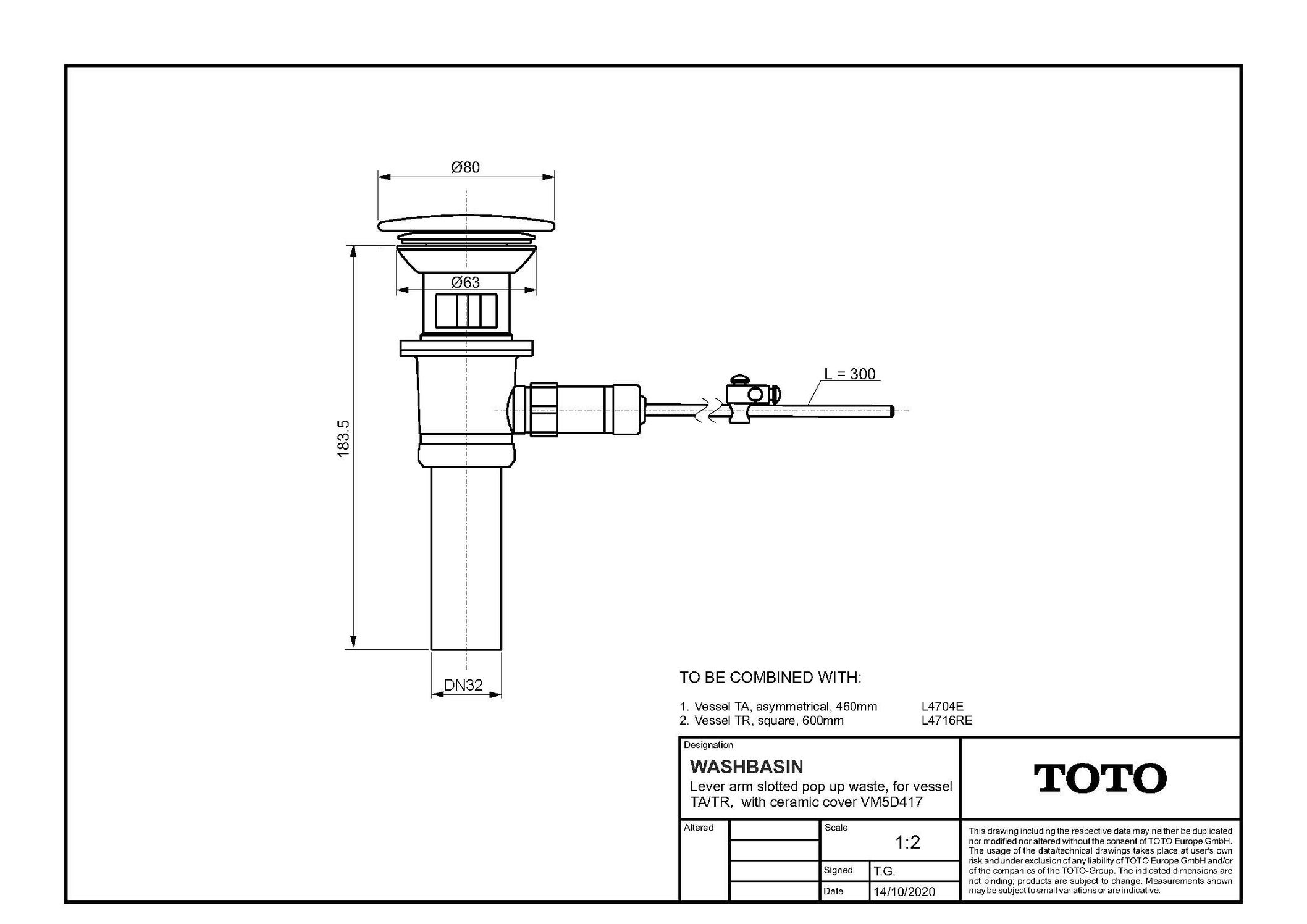 Toto Ablaufventil mit Zugstange mit Keramikabdeckung Modell VM5D417 Toto Ablaufventil mit Zugstange mit Keramikabdeckung Modell VM5D417