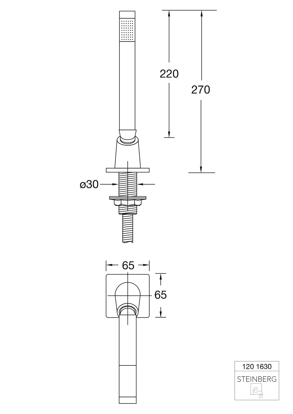 Serie 120 Stab-Handbrause mit Durchführung für Wannenrand Serie 120 Stab-Handbrause mit Durchführung für Wannenrand