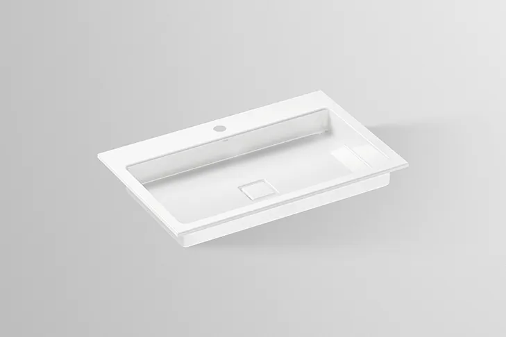Waschbecken „RE-Serie“ 700 × 65 mm, Hahnlochposition mittig mit ProShield Waschbecken „RE-Serie“ 700 × 65 mm, Hahnlochposition mittig mit ProShield