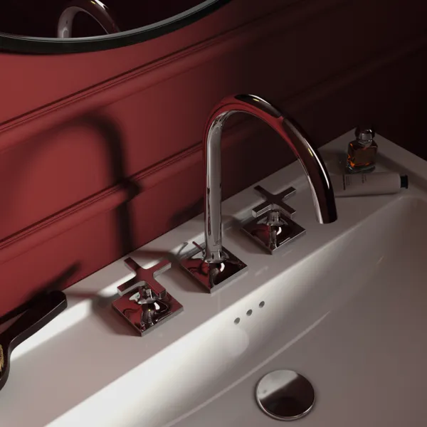 Waschtischarmatur Joy Neo mit Ablaufgarnitur Ausladung 168mm Kreuzgriffe Magnetic Grey Waschtischarmatur Joy Neo mit Ablaufgarnitur Ausladung 168mm Kreuzgriffe Magnetic Grey