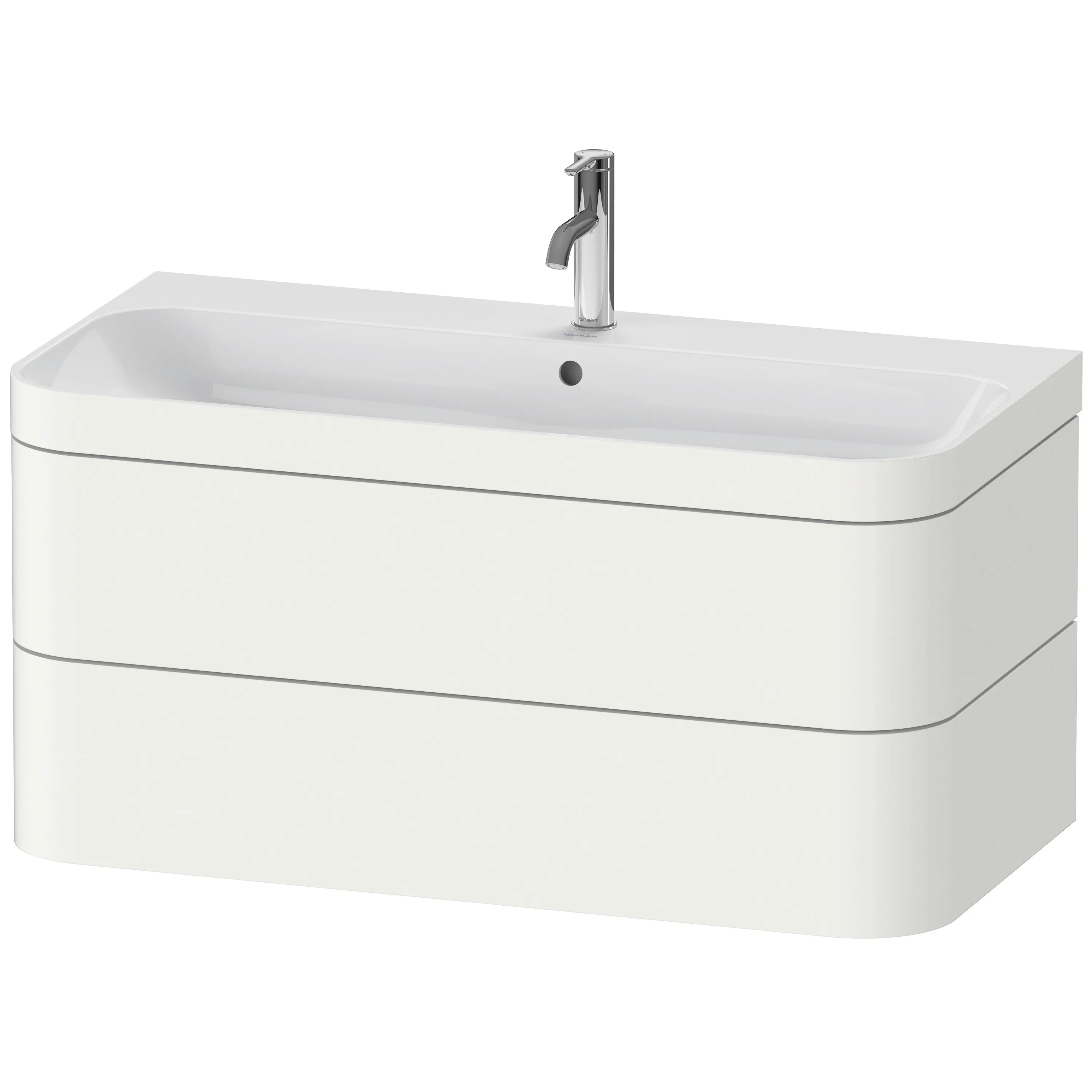 Duravit Waschtischunterschrank c-shaped Set wandhängend „Happy D.2 Plus“ 97,5 × 48 × 49 cm Weiß Supermatt