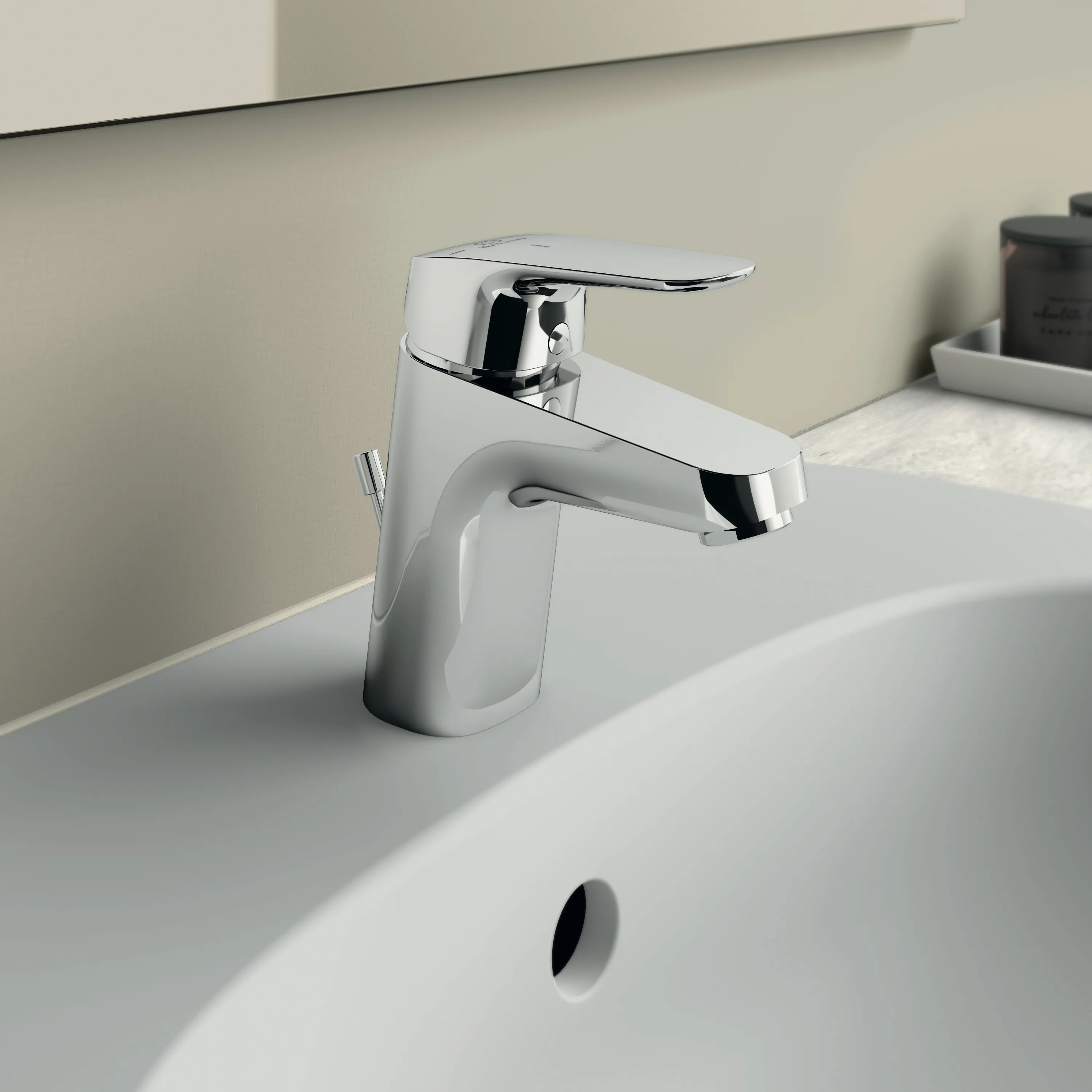 Waschtischarmatur Ceraflex, 5 l/min., BlueStart, mit Ablaufgarnitur, Ausladung 101mm, Chrom Waschtischarmatur Ceraflex, 5 l/min., BlueStart, mit Ablaufgarnitur, Ausladung 101mm, Chrom