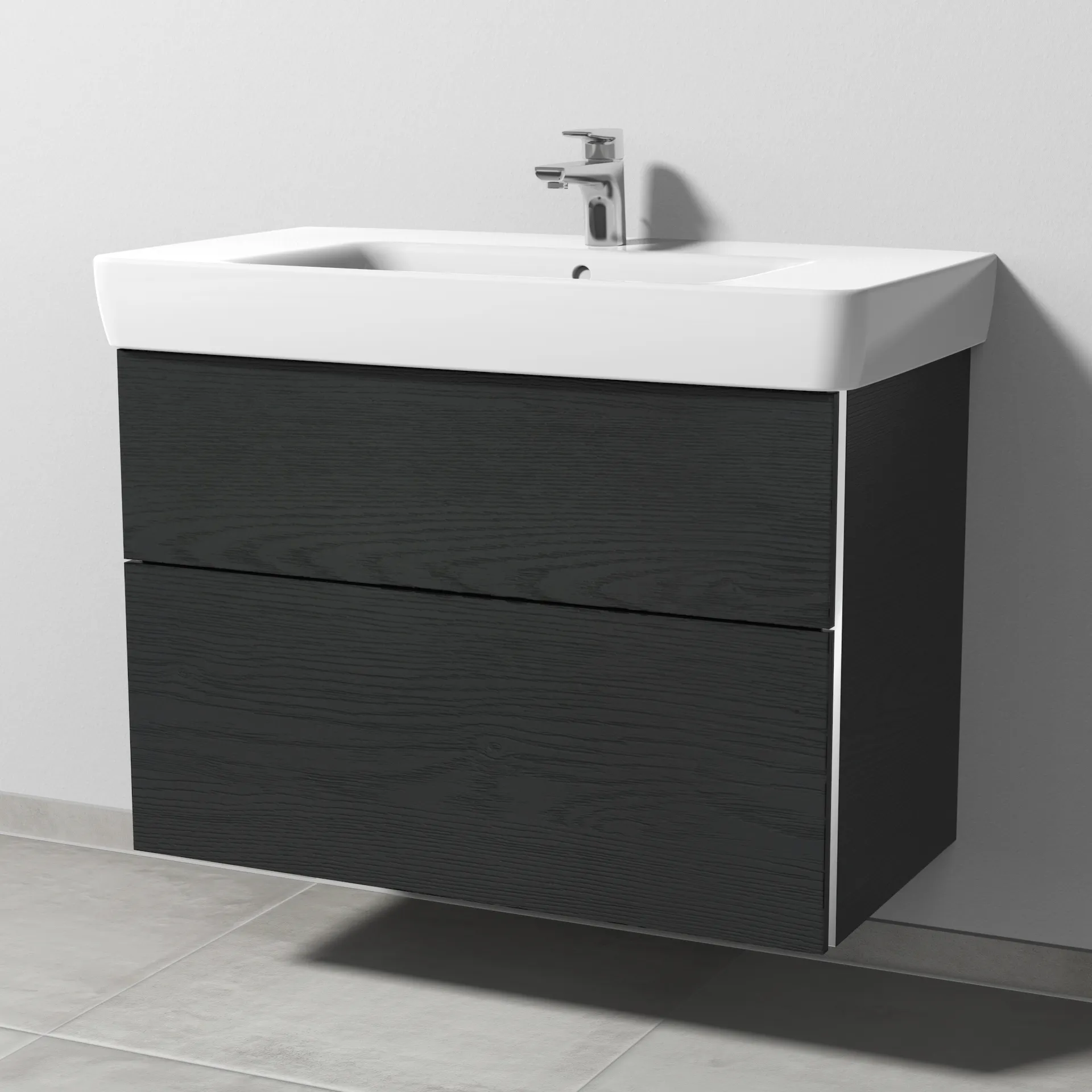 Sanipa Waschtischunterschrank „3way“ 840 × 588 × 407 mm in Black Oak, Becken mittig Sanipa Waschtischunterschrank „3way“ 840 × 588 × 407 mm in Black Oak, Becken mittig