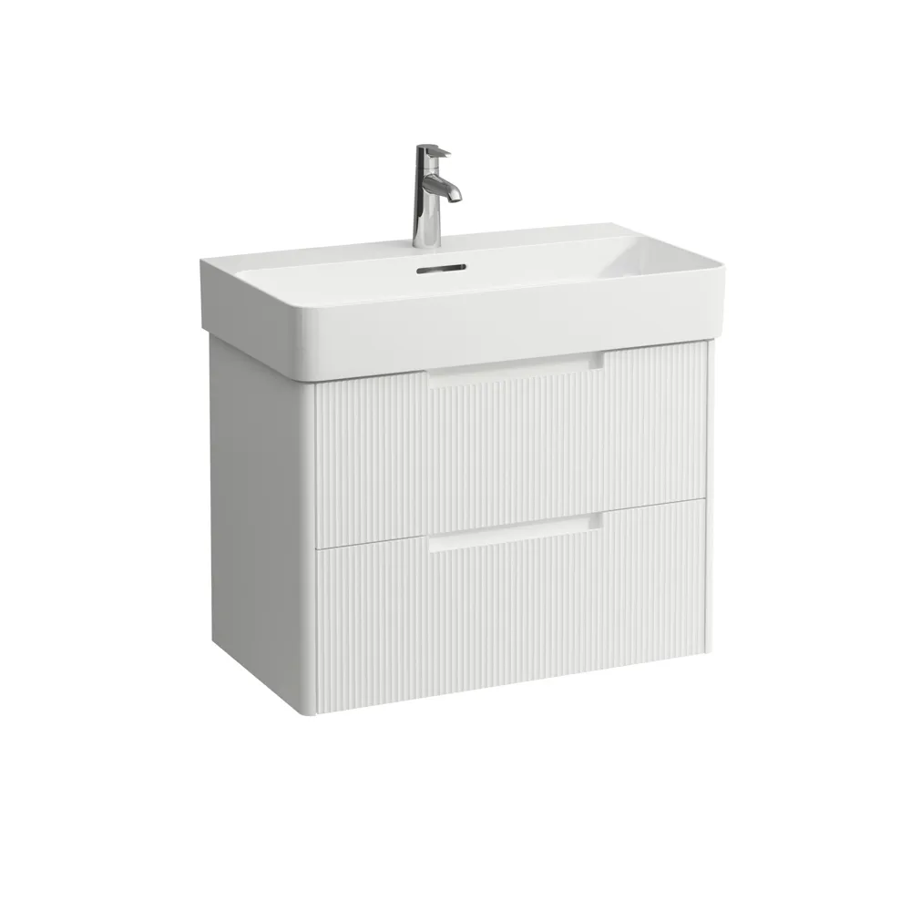 Waschtischunterbau JUNA für VAL 400x719x515 2 Schubladen mit Griffmulde für Waschtisch H810285 weiß matt