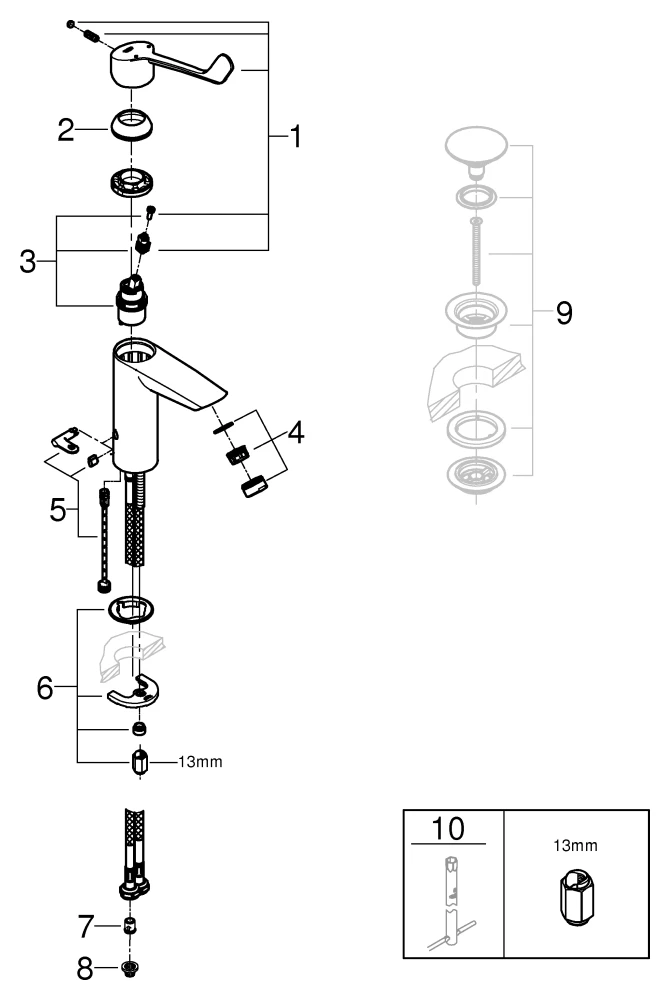 Grohe Eurosmart Professional (2021) Einhand-Waschtischbatterie, M-Size, thermischer Verbrühschutz, langer Hebel, chrom Grohe Eurosmart Professional (2021) Einhand-Waschtischbatterie, M-Size, thermischer Verbrühschutz, langer Hebel, chrom