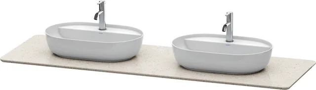 Duravit Konsole „Luv“ Ausschnitte: 2 / Becken: links und rechts / Farbe: Sand Struktur / Größe: 178,3 × 59,5 × 2 cm / Oberfläche: Quarzstein Duravit Konsole „Luv“ Ausschnitte: 2 / Becken: links und rechts / Farbe: Sand Struktur / Größe: 178,3 × 59,5 × 2 cm / Oberfläche: Quarzstein