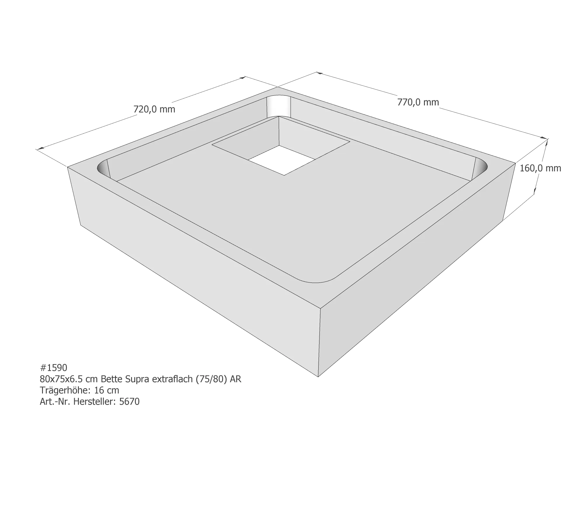 Duschwannenträger für Bette Supra (extraflach) 80 × 75 × 6,5 cm Breite: 75 cm / Länge: 80 cm Duschwannenträger für Bette Supra (extraflach) 80 × 75 × 6,5 cm Breite: 75 cm / Länge: 80 cm