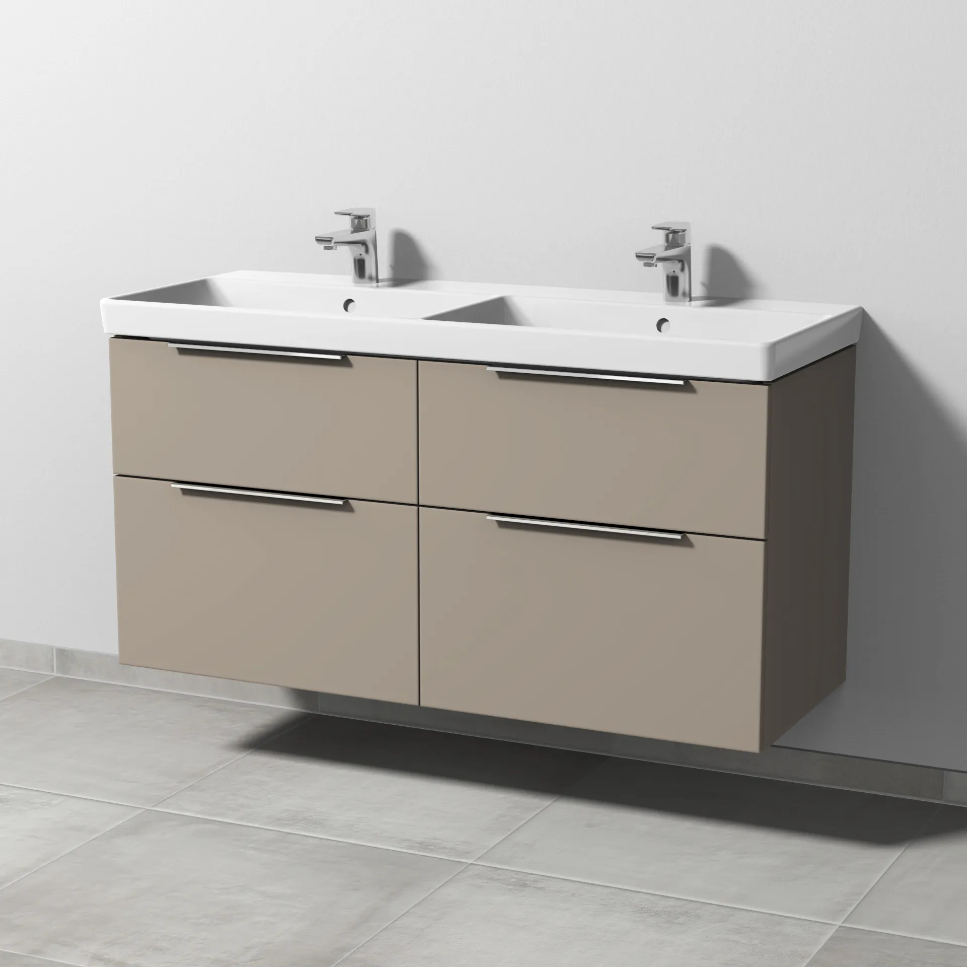 Sanipa Waschtischunterschrank „3way“ passend zu Keramik-Waschtische Avento von Villeroy & Boch 1180 × 580 × 452 mm in Sandgrau (matt)