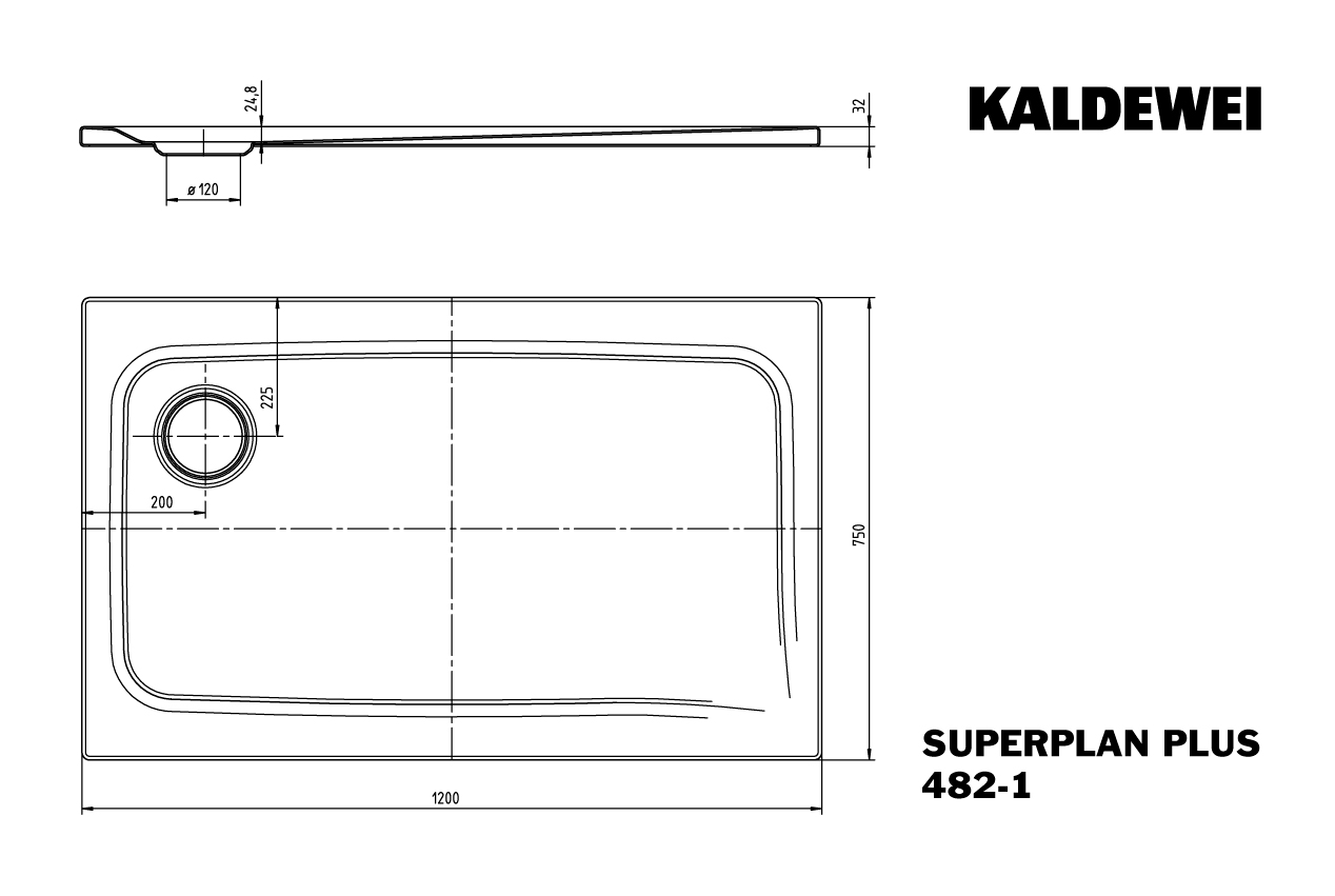 Kaldewei rechteck Duschwanne „Superplan Plus“ 75 × 120 cm in alpinweiß