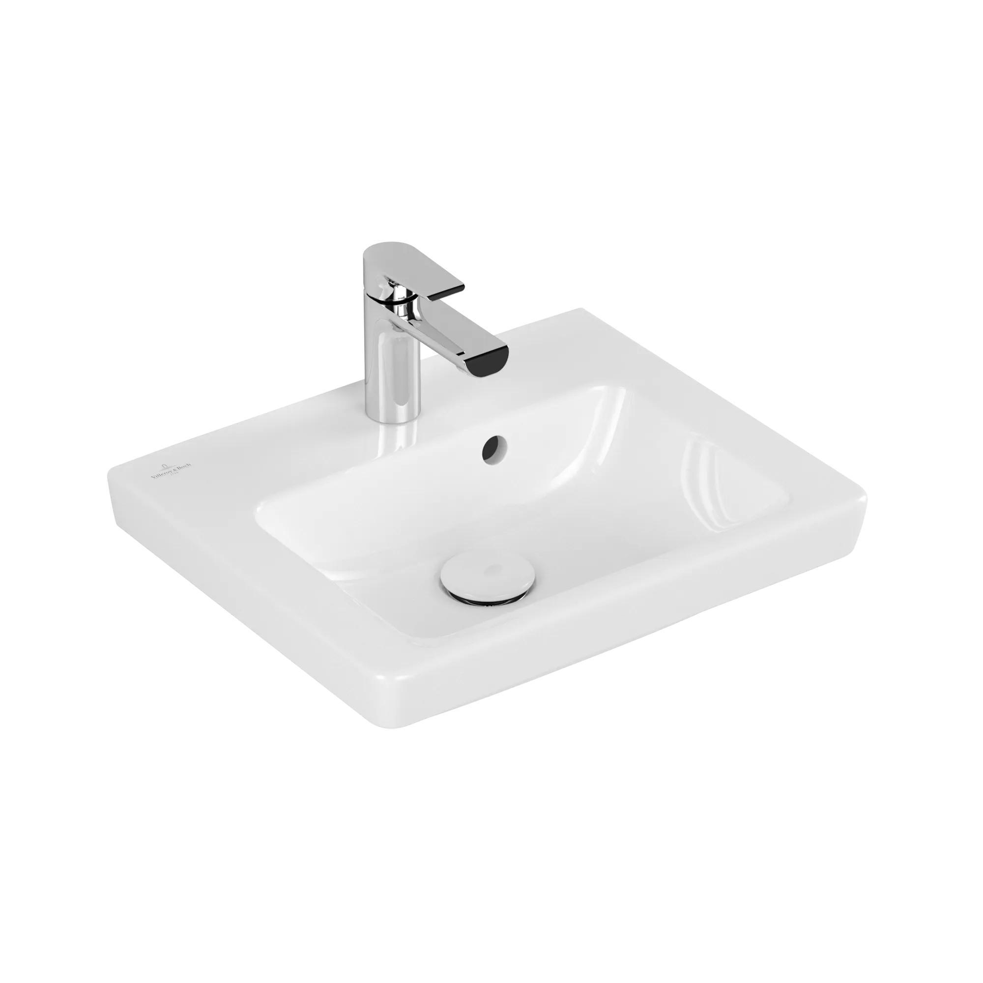 Villeroy & Boch Handwaschbecken geschliffen „Subway 2.0“ 500 × 400 × 140 mm, mit Hahnlochbohrung, Hahnlochposition mittig, mit Hahnlochbank