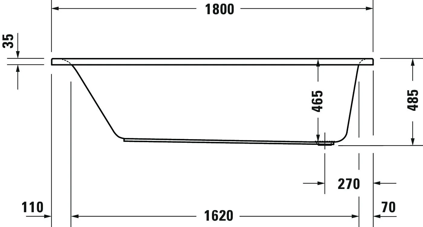 Duravit Whirlwanne „D-Neo“ rechteck 180 × 80 cm, Fußablauf