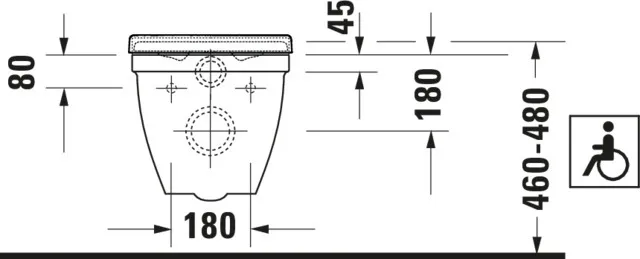 Wand-Tiefspül-WC „Starck 3“ 37 × 35,5 × 70 cm, Befestigung sichtbar, mit Spülrand