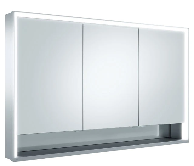 KEUCO Wandvorbau Spiegelschrank mit offenem Ablagefach „Royal Lumos“ in Silber (eloxiert), Aufputz, mit Steckdosen, ohne Spiegelheizung 1200 × 735 × 130 mm KEUCO Wandvorbau Spiegelschrank mit offenem Ablagefach „Royal Lumos“ in Silber (eloxiert), Aufputz, mit Steckdosen, ohne Spiegelheizung 1200 × 735 × 130 mm