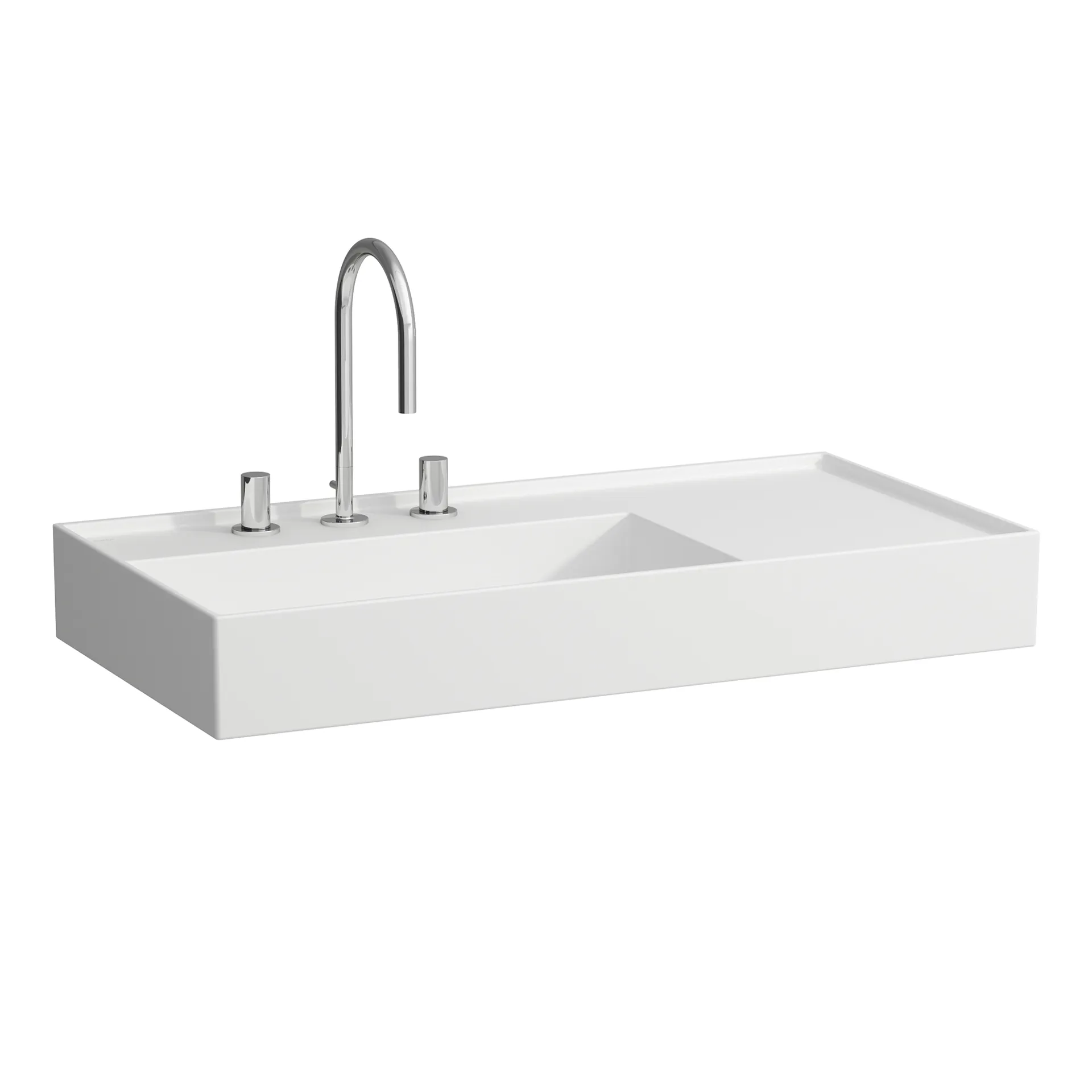 Waschtisch Kartell • 460x900x150 1 Hahnloch ohne Überlauf versteckter Ablauf Ablage rechts weiß