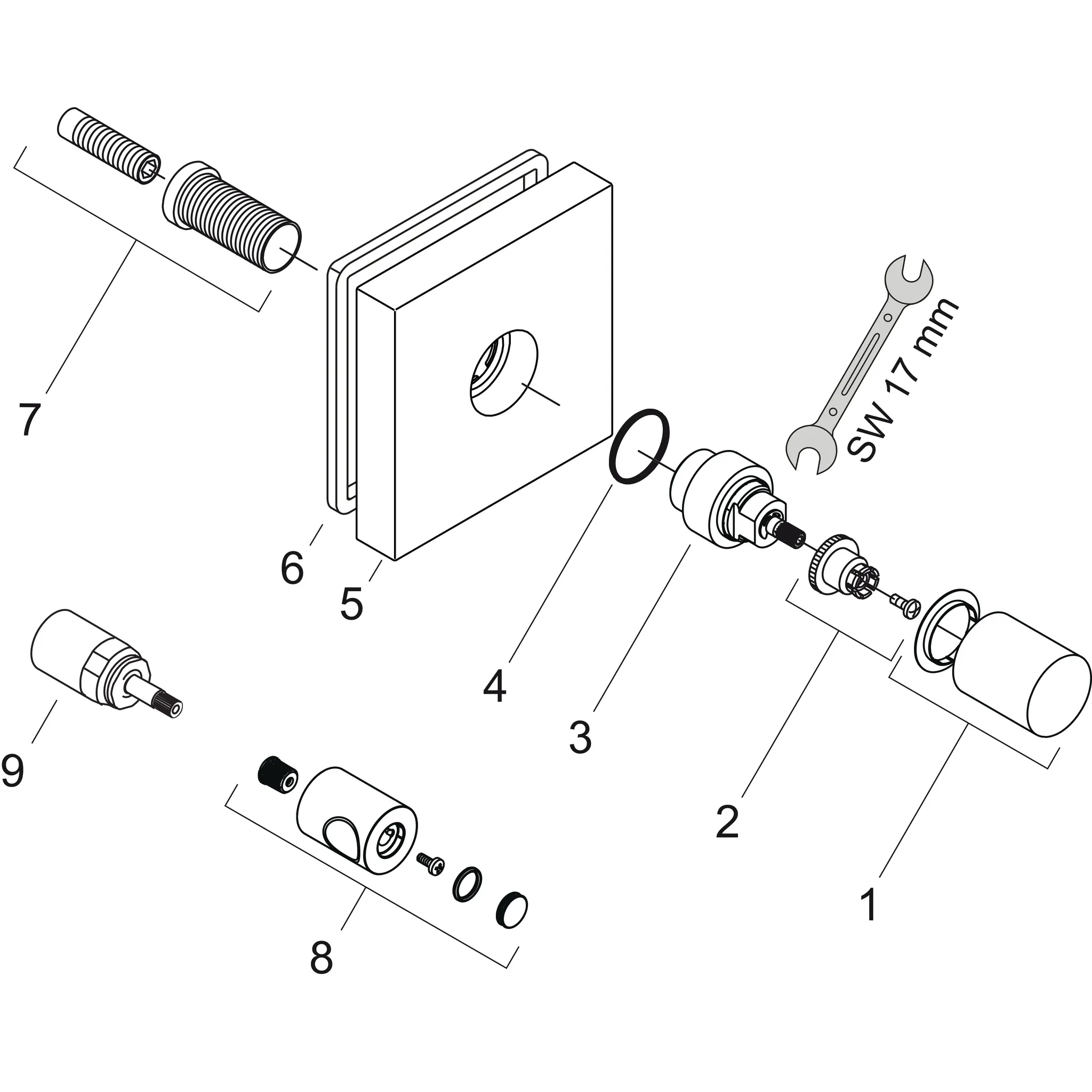 Hansgrohe AXOR Starck Shower Col Armatur Absperrventil Unterputz eckig Chrom DN15/DN20 Hansgrohe AXOR Starck Shower Col Armatur Absperrventil Unterputz eckig Chrom DN15/DN20