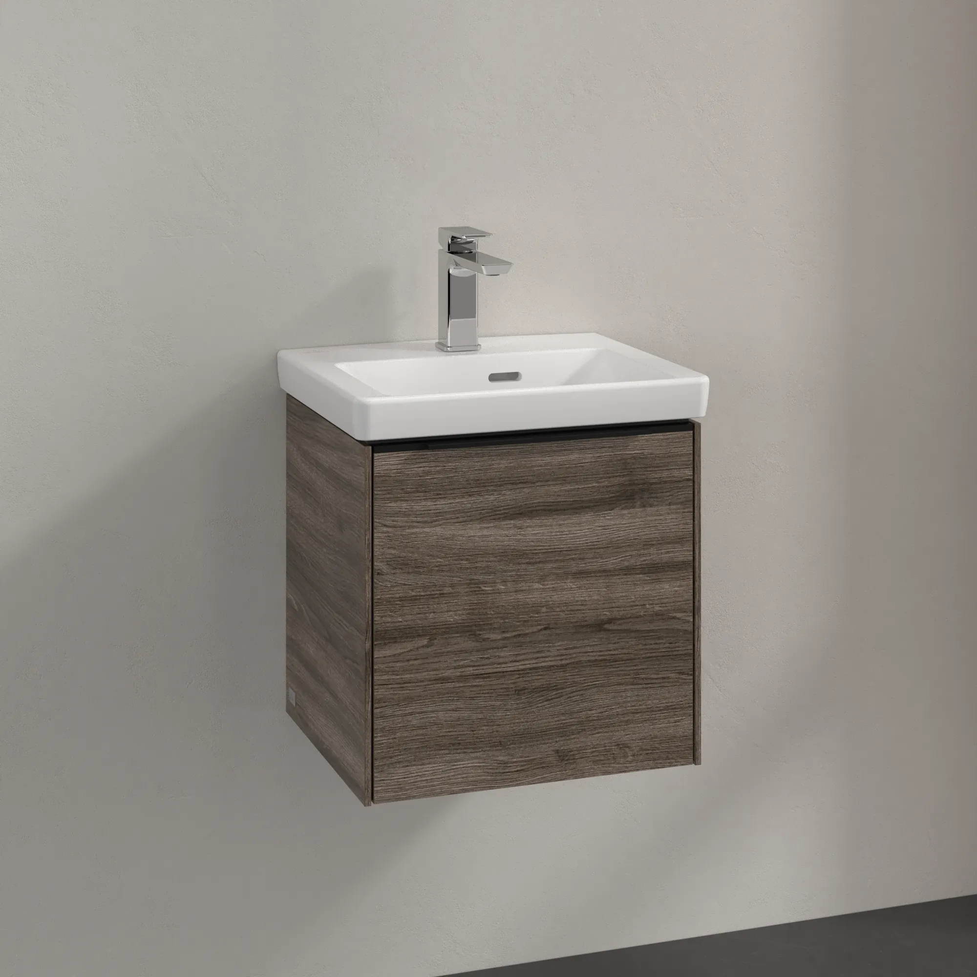 Villeroy & Boch Waschtischunterschrank mit Tür „Subway 3.0“ für Schrankwaschtisch 423 × 429 × 378 mm Stone Oak, 1 Tür, für Becken mittig, Anschlag rechts Villeroy & Boch Waschtischunterschrank mit Tür „Subway 3.0“ für Schrankwaschtisch 423 × 429 × 378 mm Stone Oak, 1 Tür, für Becken mittig, Anschlag rechts