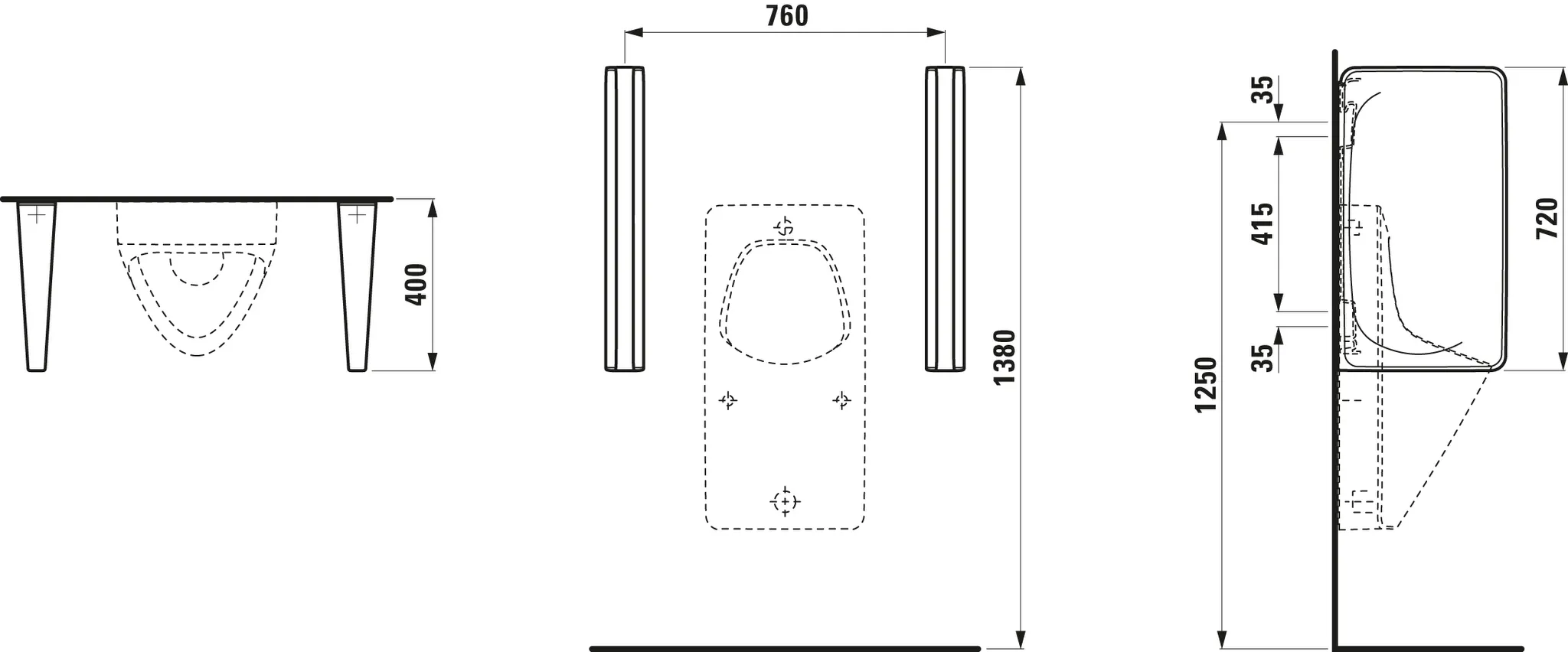 Laufen Urinaltrennwand CINTO 400x90x720 weiß Laufen Urinaltrennwand CINTO 400x90x720 weiß