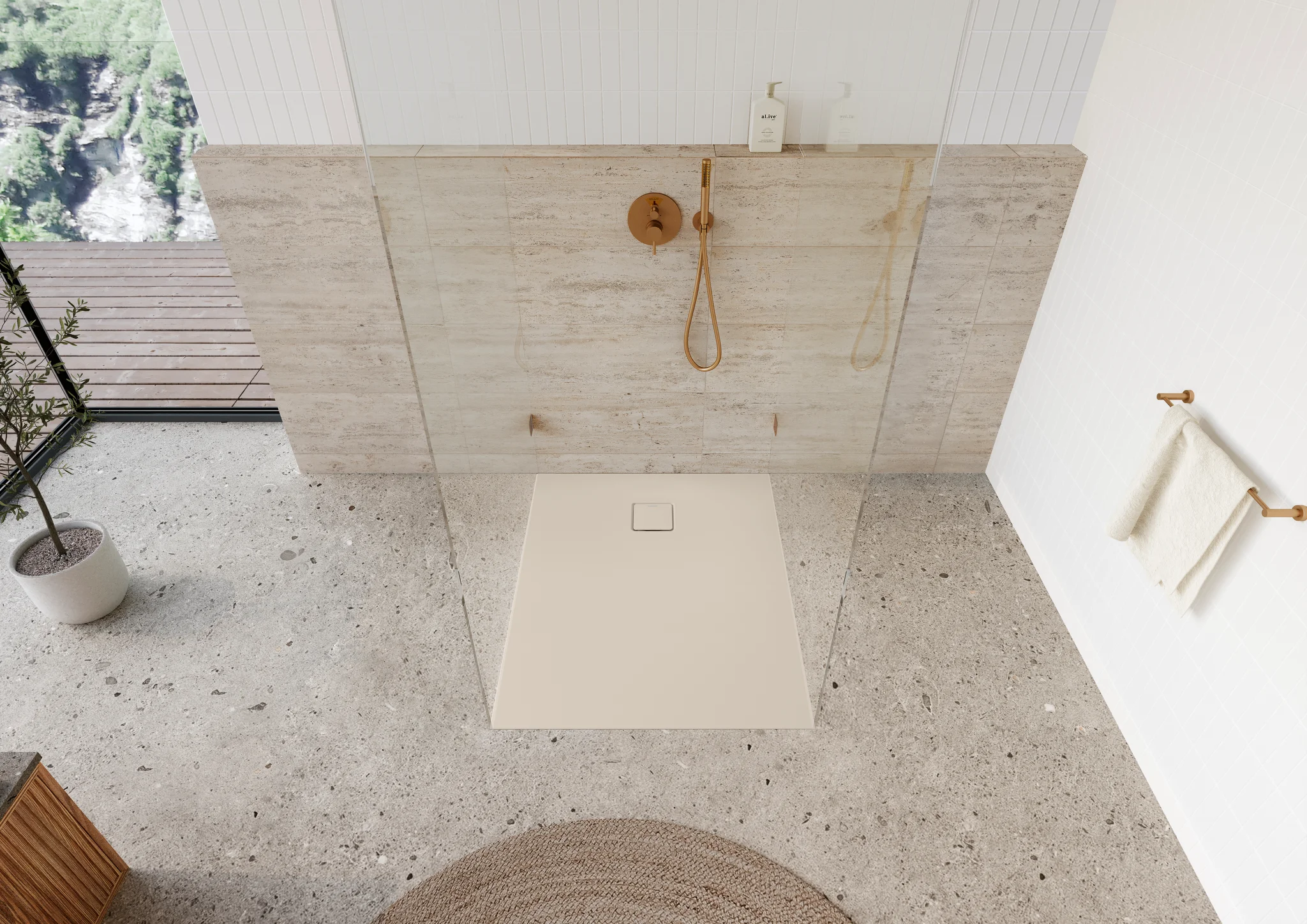 Kaldewei ALUVIA Duschfläche, 800x1000 mm, warm beige 20, Invisible Grip, SolidLite