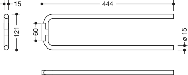 Handtuchhalter, Edelstahl, PVD beschichtet, zweiarmig, Länge 444 mm, Haltearmdurchmesser 15 mm, in Farbe CK (Messing glänzend) Handtuchhalter, Edelstahl, PVD beschichtet, zweiarmig, Länge 444 mm, Haltearmdurchmesser 15 mm, in Farbe CK (Messing glänzend)