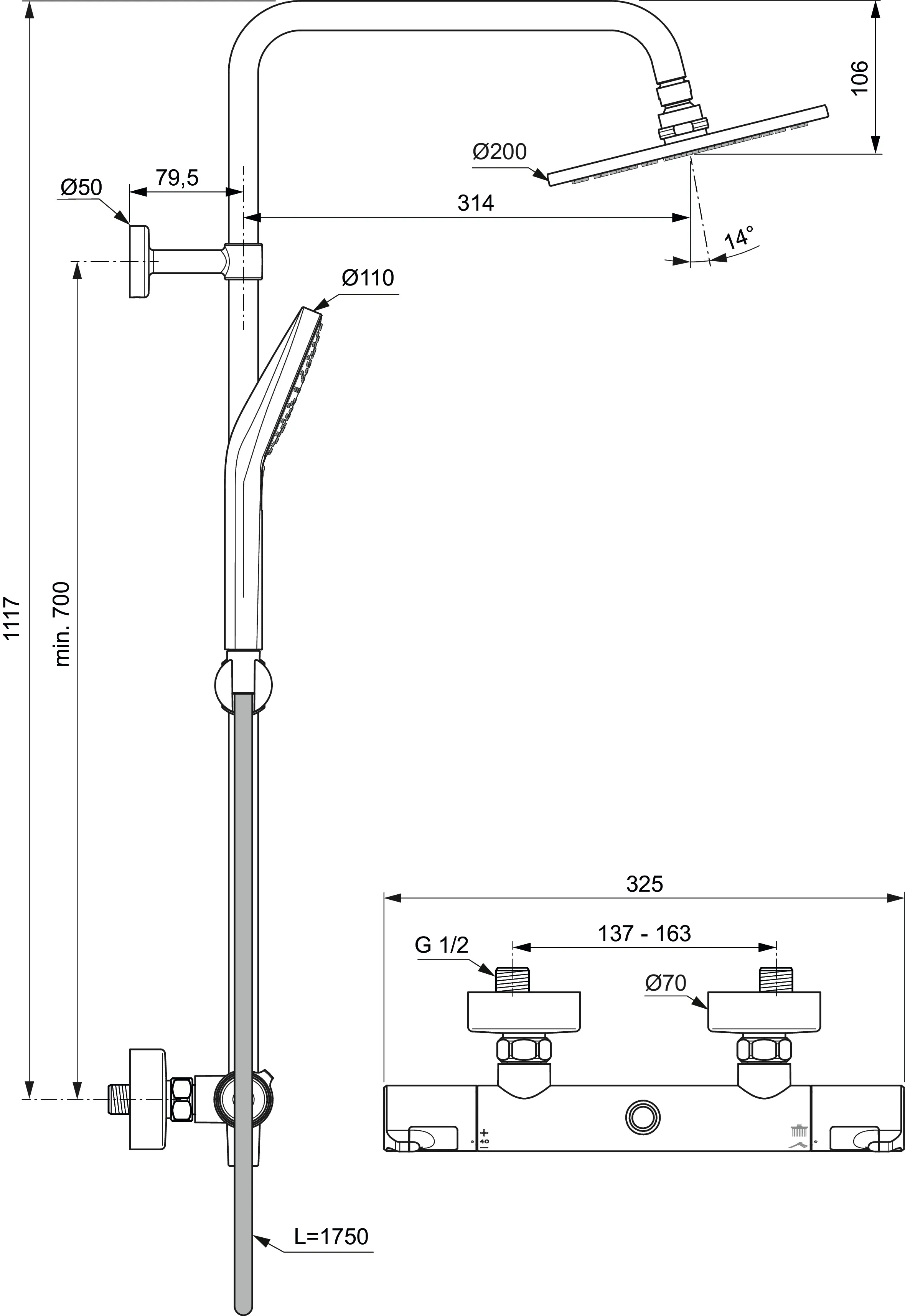 Ideal Standard Duschsystem „CerathermT50“