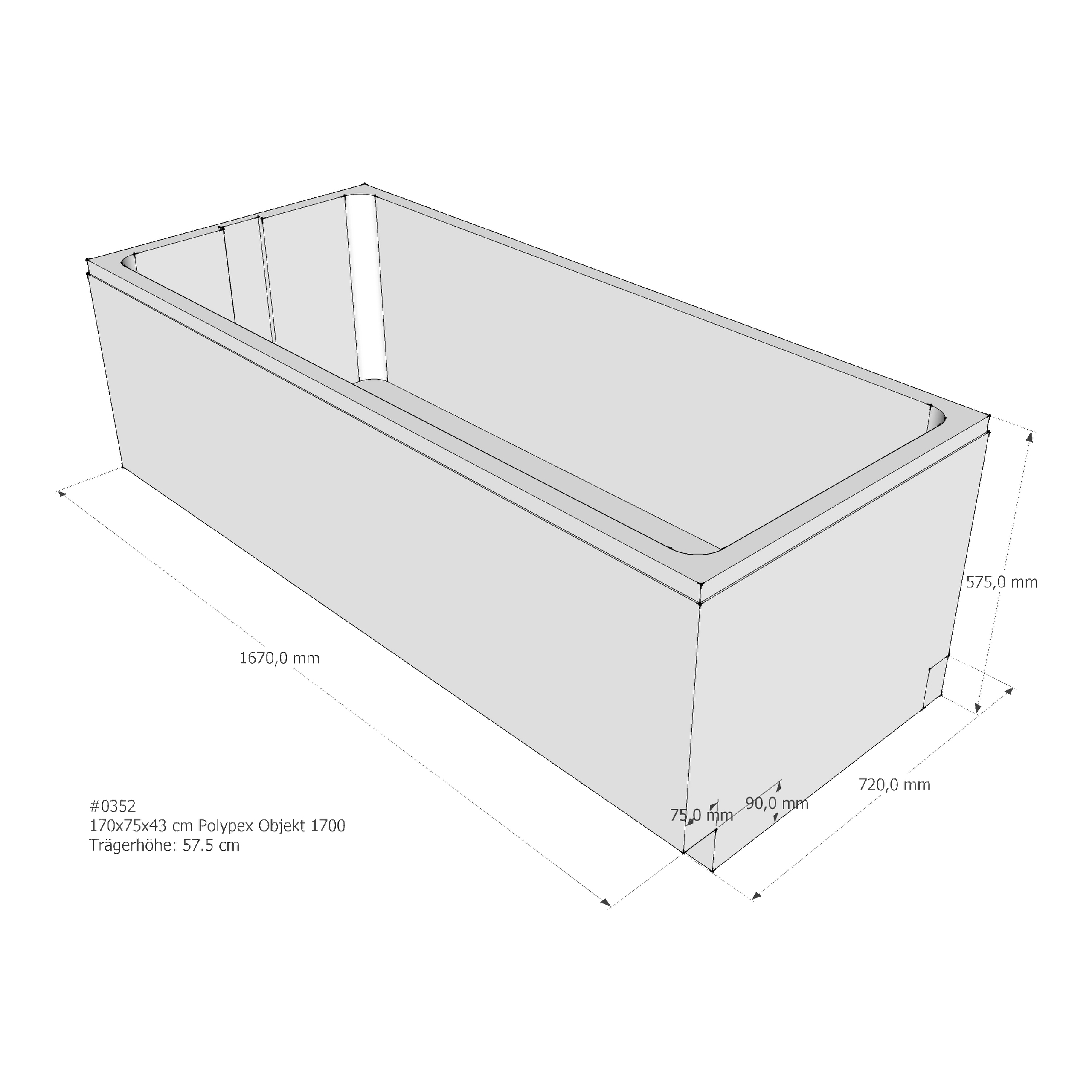 Badewannenträger für Polypex Objekt 1700 170 × 75 × 43 cm