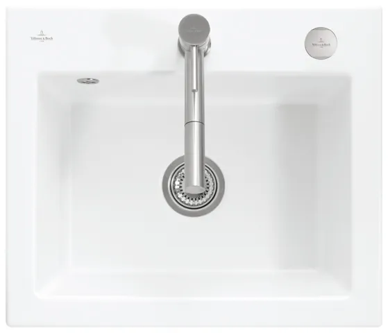 Villeroy & Boch flächenbündiges Küchenspülbecken „Subway“ 60 S flat 565 × 475 × 220 mm, für Becken mittig in Weiß Alpin