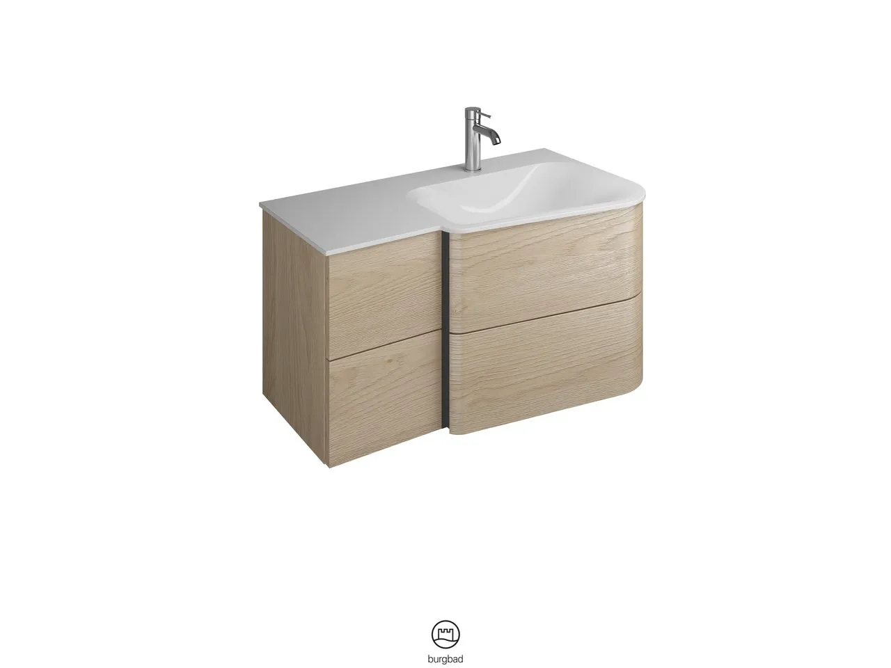 burgbad Badmöbelset „Badu“ Griffleiste, Anthrazit eloxiert, in Frassino Dekor burgbad Badmöbelset „Badu“ Griffleiste, Anthrazit eloxiert, in Frassino Dekor