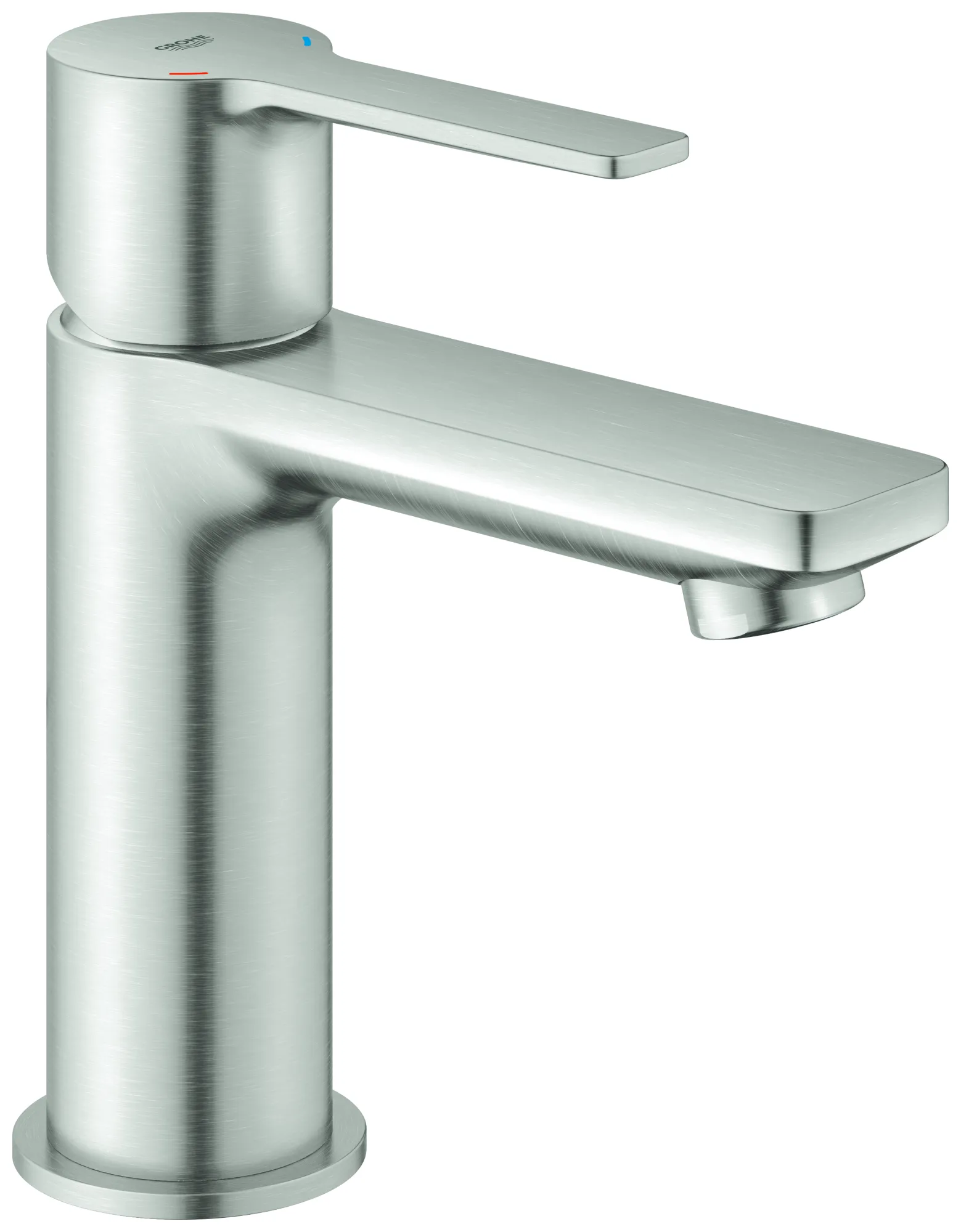 Grohe Lineare Einhand-Waschtischbatterie, XS-Size, Einlochmontage, glatter Körper, Push-open Ablaufgarnitur 1¼, supersteel