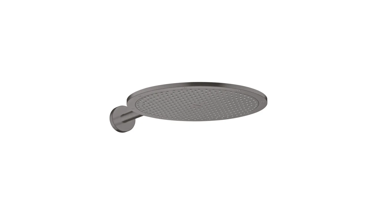 Hansgrohe AXOR ShowerSolutions Kopfbrause 350 1jet mit Brausearm, Brushed Black Chrome, 390 mm Arm, PowderRain Strahlart