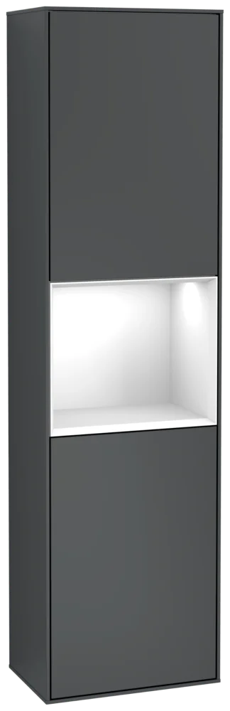 Villeroy & Boch Hochschrank Finion F460GFHG, Eckig Midnight Blue Matt Lacquer, 1516 mm Höhe, 418x270 mm, mit Beleuchtung und Push-to-open Funktion