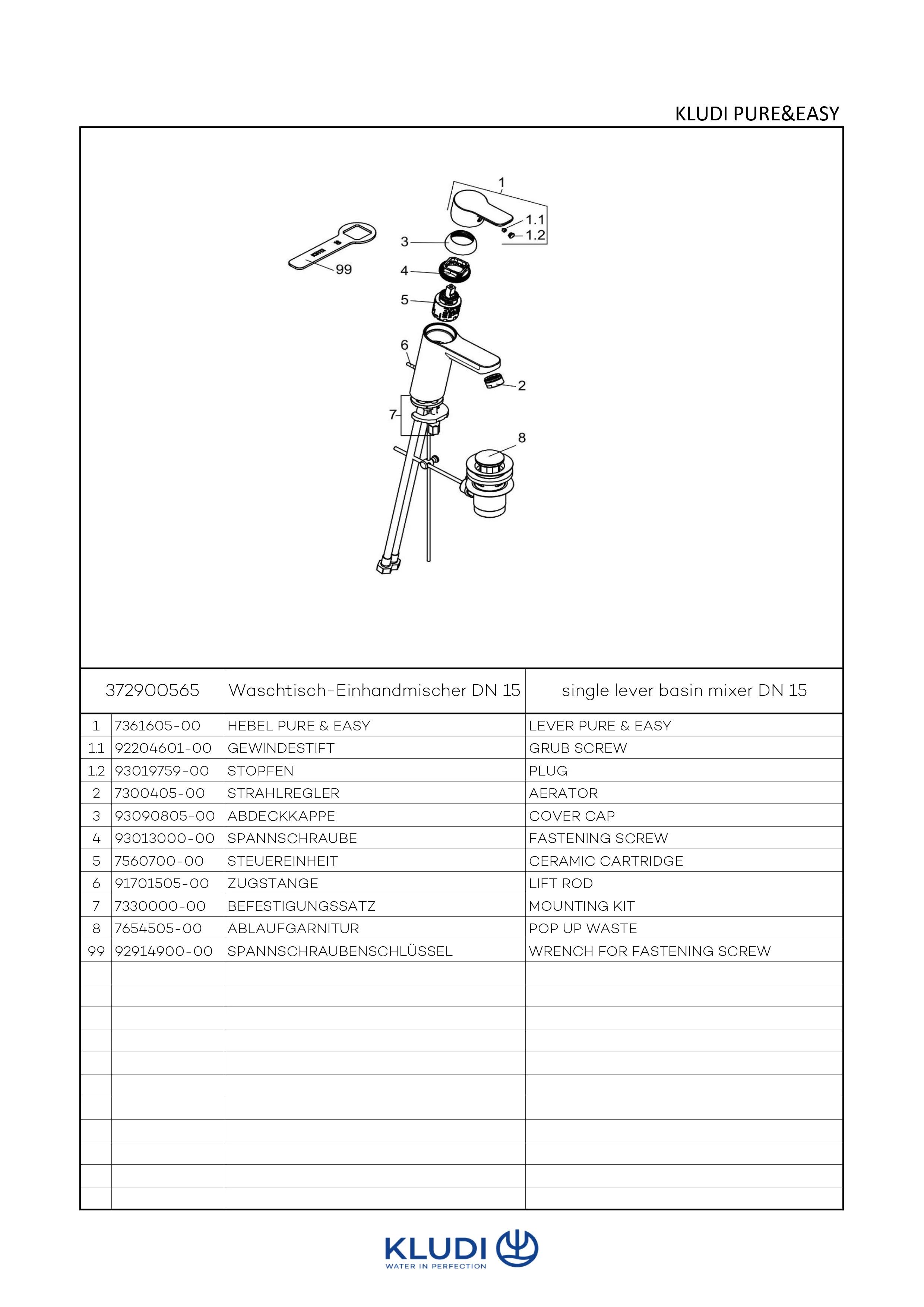 PURE & EASY WaschtischEHM 100 mit Metallablaufg. chrom PURE & EASY WaschtischEHM 100 mit Metallablaufg. chrom