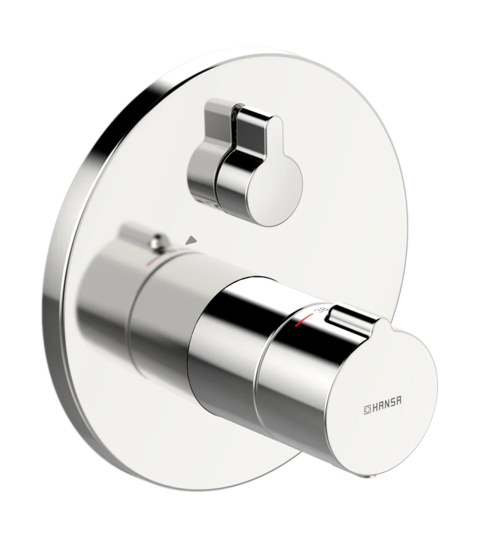 HansaHOME Duscharmatur Thermostat Fertigmontageset für Brausebatterie 8861 Rosette rund Chrom HansaHOME Duscharmatur Thermostat Fertigmontageset für Brausebatterie 8861 Rosette rund Chrom
