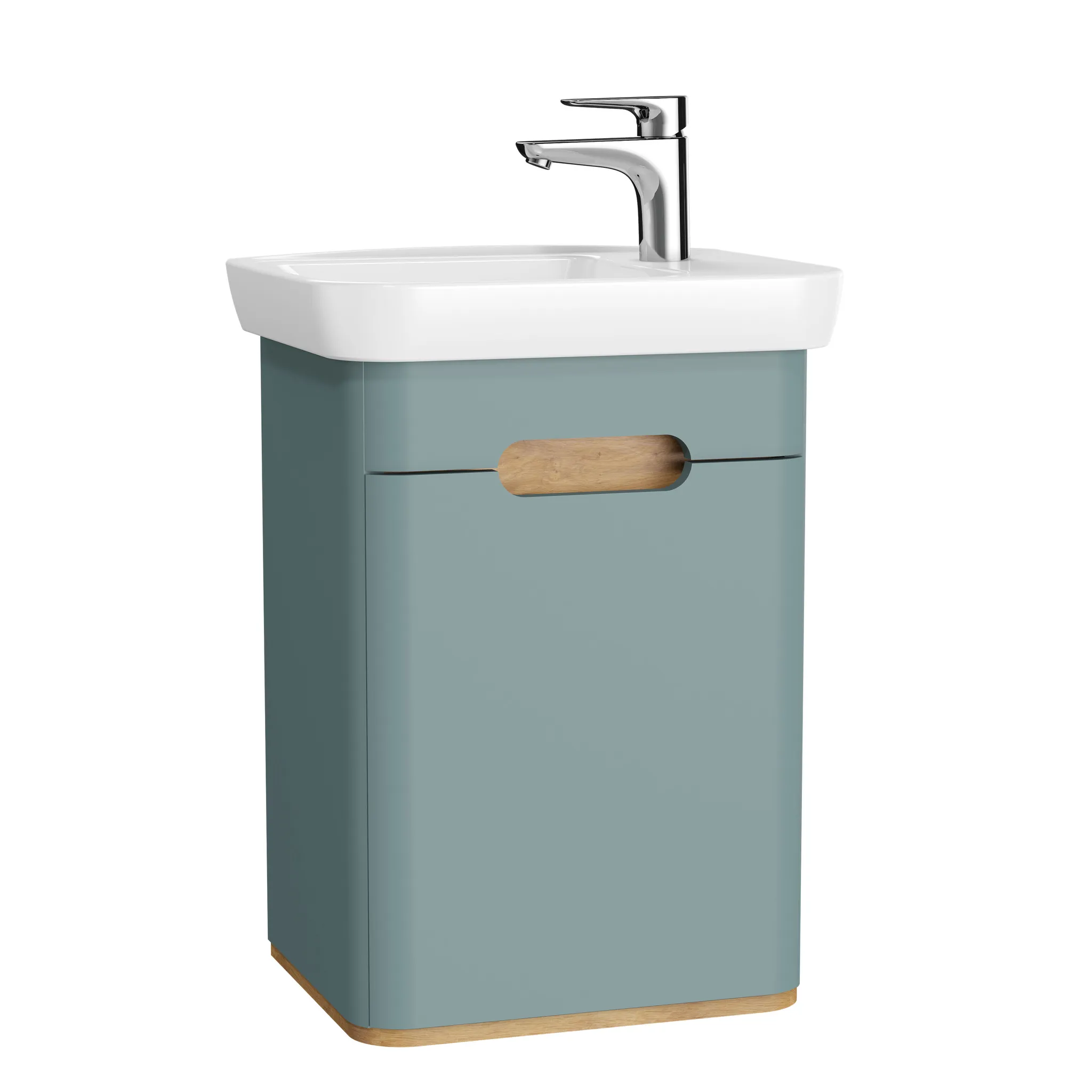 VitrA Sento Set 50 cm Handwaschbecken + Unterschrank Fjordgrün Matt, 1 Tür mit Softclose, LED-Ambientebeleuchtung, Sensorsteuerung VitrA Sento Set 50 cm Handwaschbecken + Unterschrank Fjordgrün Matt, 1 Tür mit Softclose, LED-Ambientebeleuchtung, Sensorsteuerung
