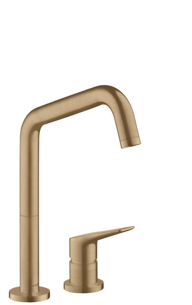 Hansgrohe AXOR Citterio M 2-Loch Einhebel-Küchenmischer BBR mit Schwenkauslauf, Brushed Bronze, ComfortZone 240, einstellbarer Schwenkbereich 110°, 150° oder 360°, Normalstrahl, Quick-Connect Schlauch, max. Durchflussmenge 11 l/min bei 3 bar, Keramikmisc