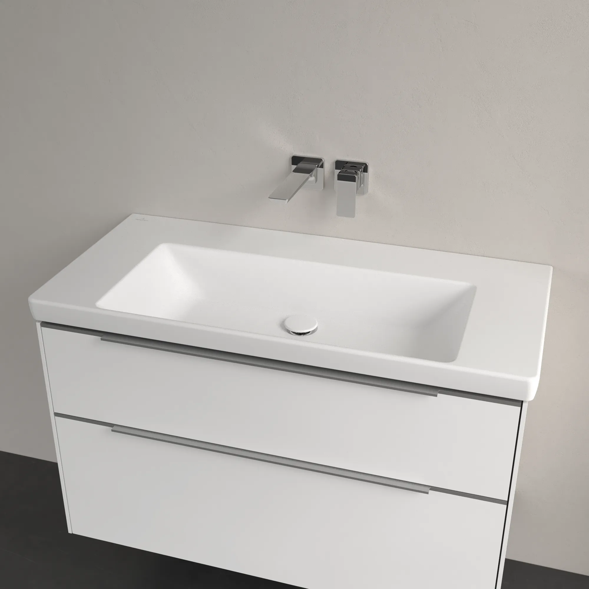 Villeroy & Boch Wandwaschtisch aus TitanCeram „Subway 3.0“ 1000 × 470 × 165 mm, ohne Hahnlochbohrung in Stone White Villeroy & Boch Wandwaschtisch aus TitanCeram „Subway 3.0“ 1000 × 470 × 165 mm, ohne Hahnlochbohrung in Stone White